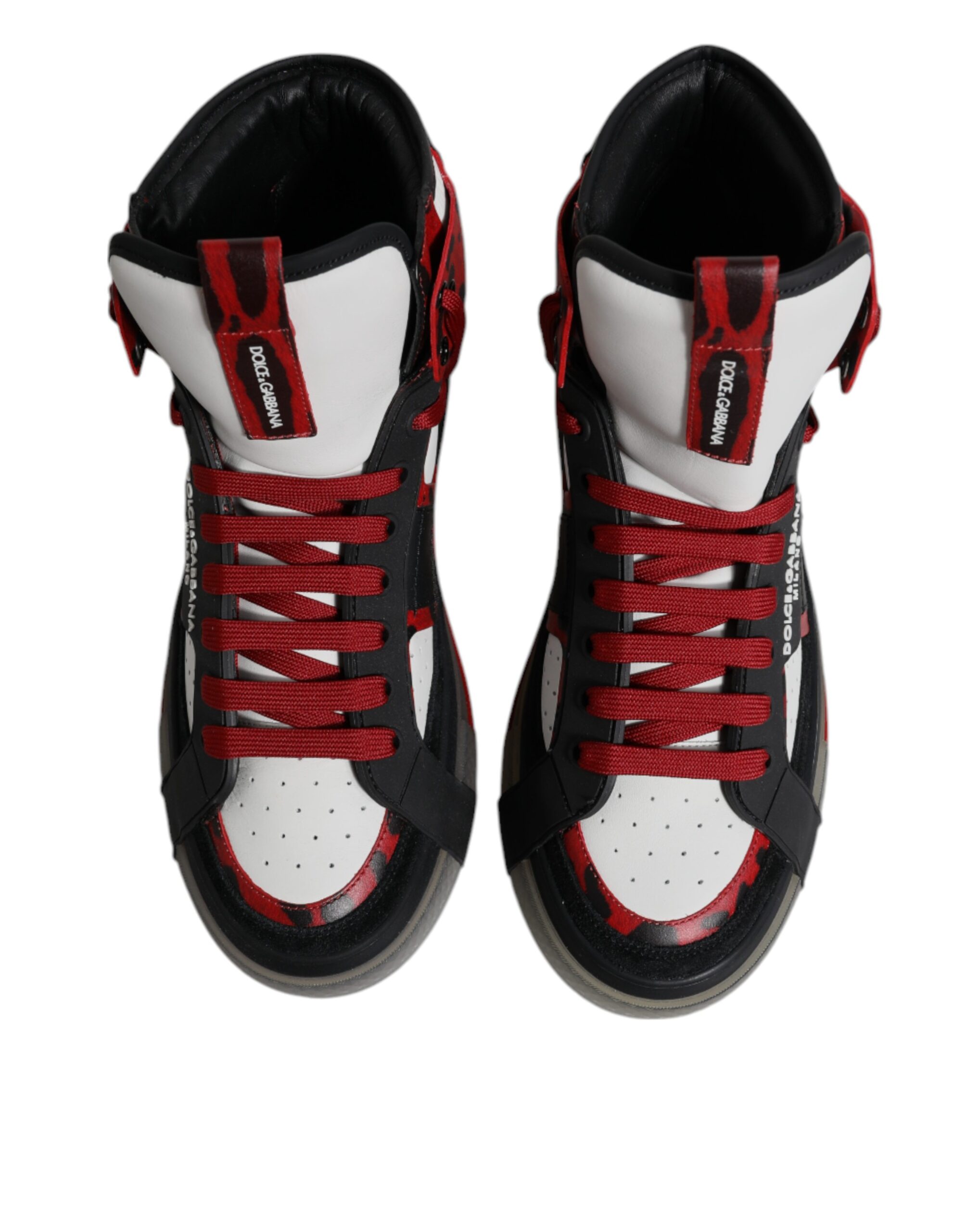 Dolce & Gabbana Multicolor Leather High Top Sneakers Shoes - Image 3