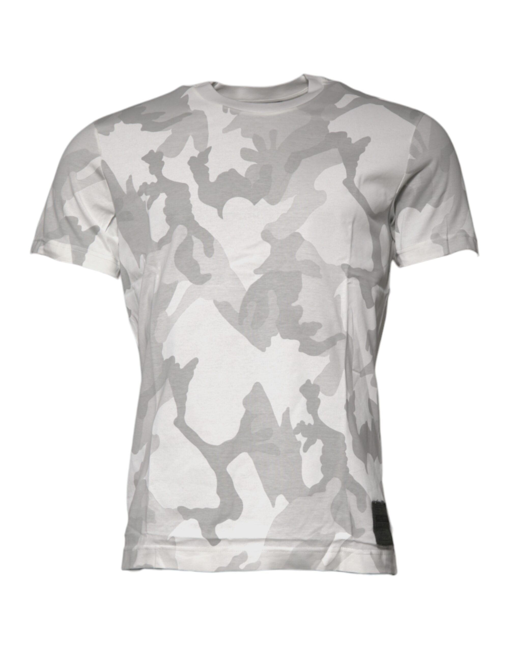Dolce & Gabbana White Gray Camouflage Cotton Crew Neck T-shirt - Image 2