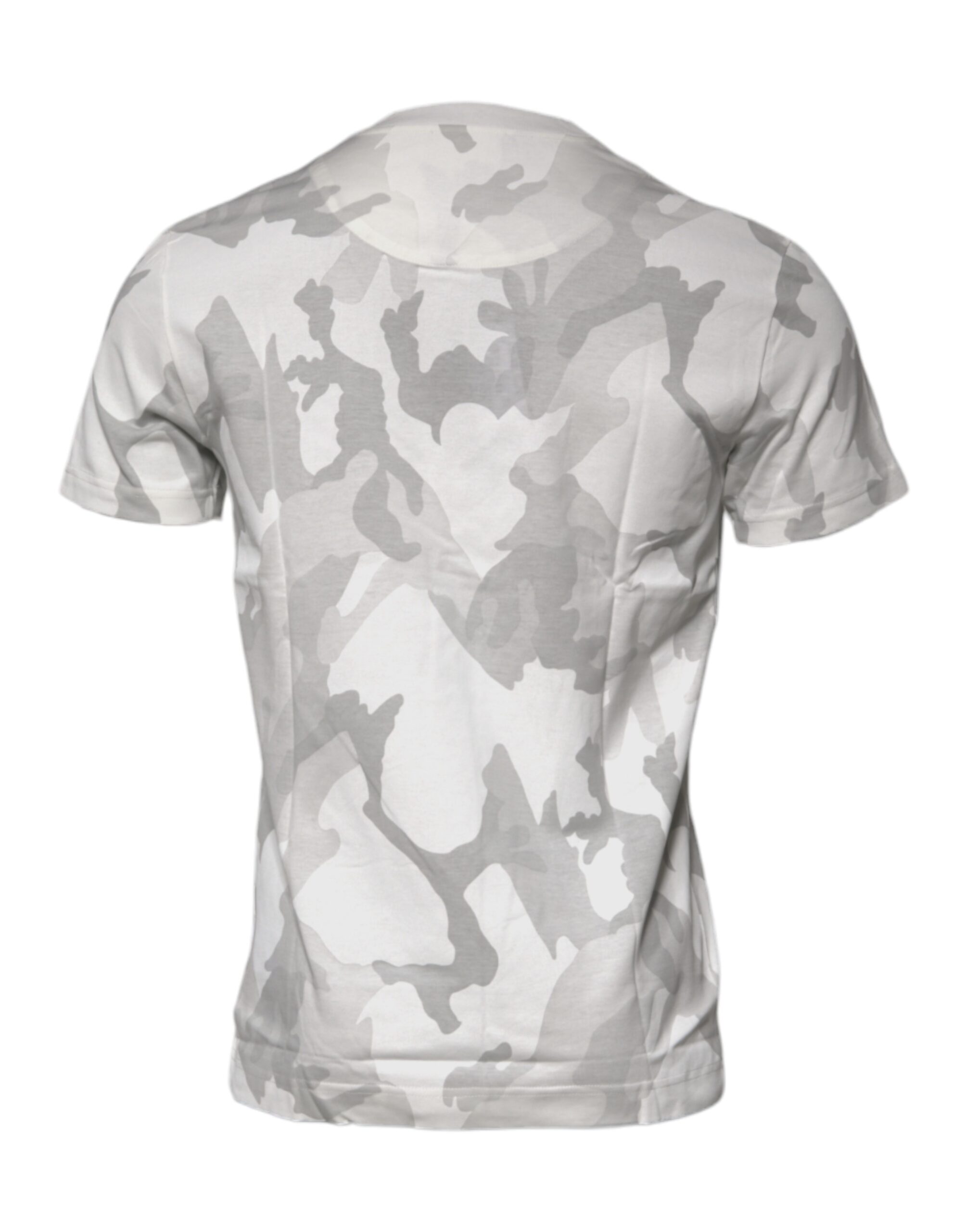 Dolce & Gabbana White Gray Camouflage Cotton Crew Neck T-shirt - Image 4