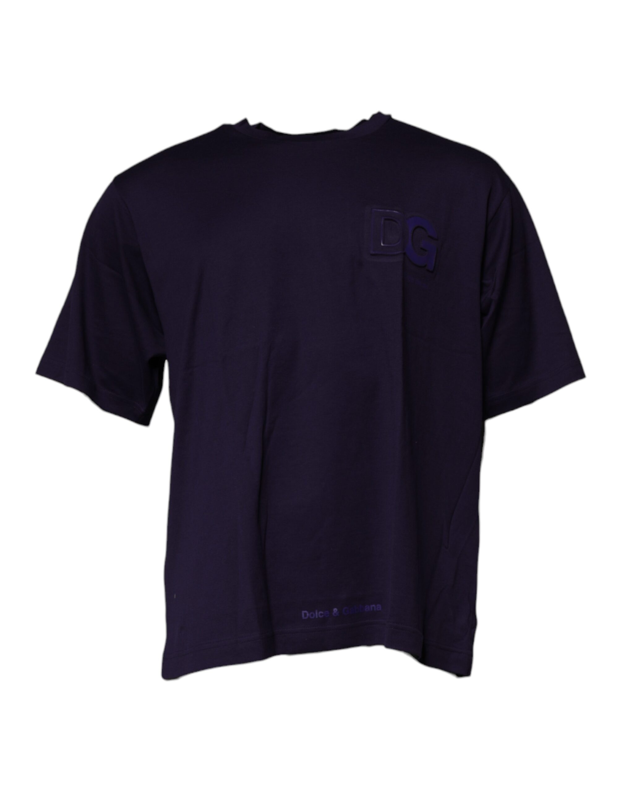 Dolce & Gabbana Navy Blue DG Logo Cotton Crew Neck T-shirt - Image 2