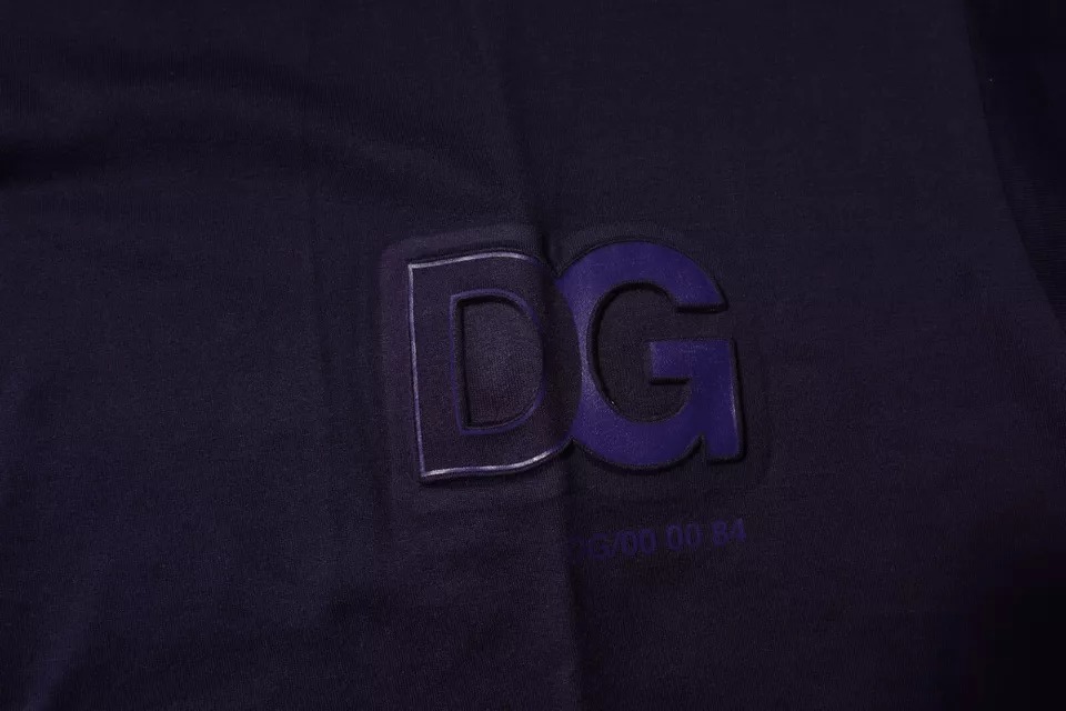 Dolce & Gabbana Navy Blue DG Logo Cotton Crew Neck T-shirt - Image 5