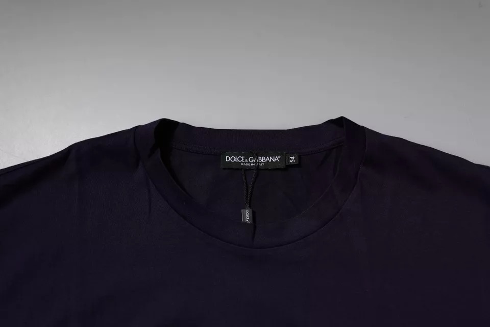 Dolce & Gabbana Navy Blue DG Logo Cotton Crew Neck T-shirt - Image 6