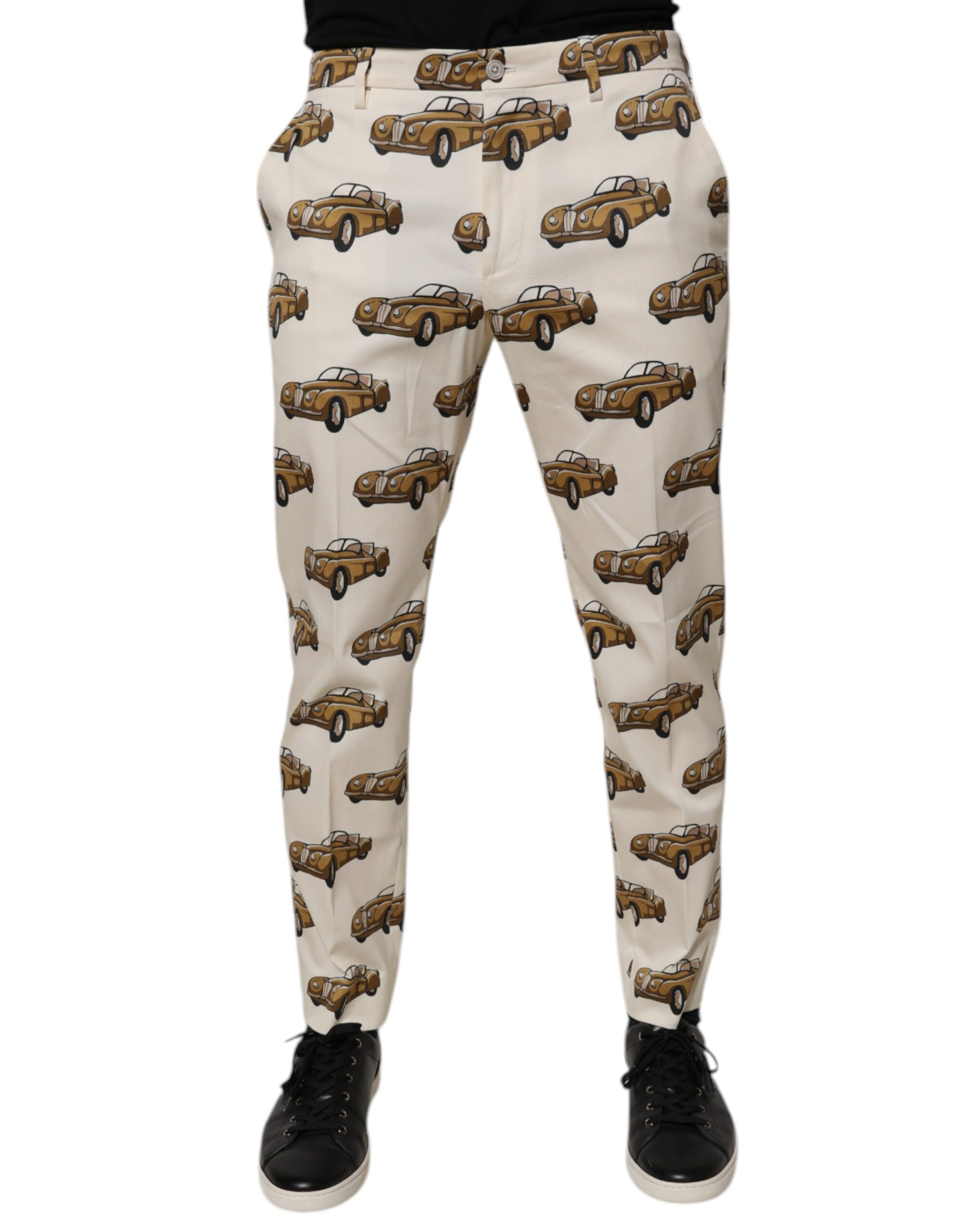 Dolce & Gabbana Off White Cars Cotton Skinny Men Denim Jeans - Image 2