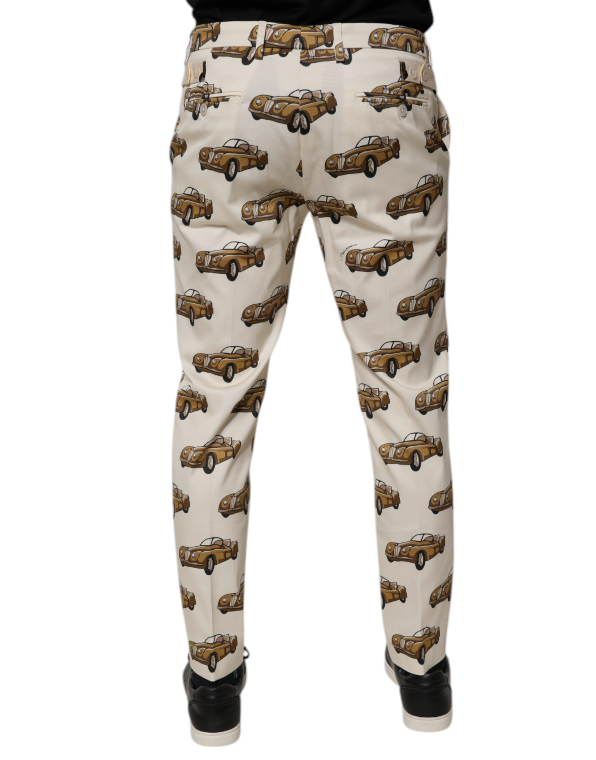 Dolce & Gabbana Off White Cars Cotton Skinny Men Denim Jeans - Image 4