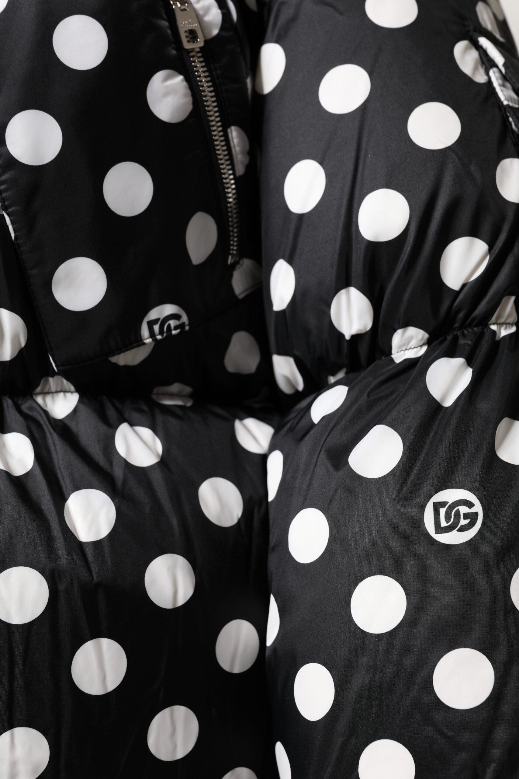 Dolce & Gabbana Black White Polka Dot Full Zip Puffer Jacket - Image 7