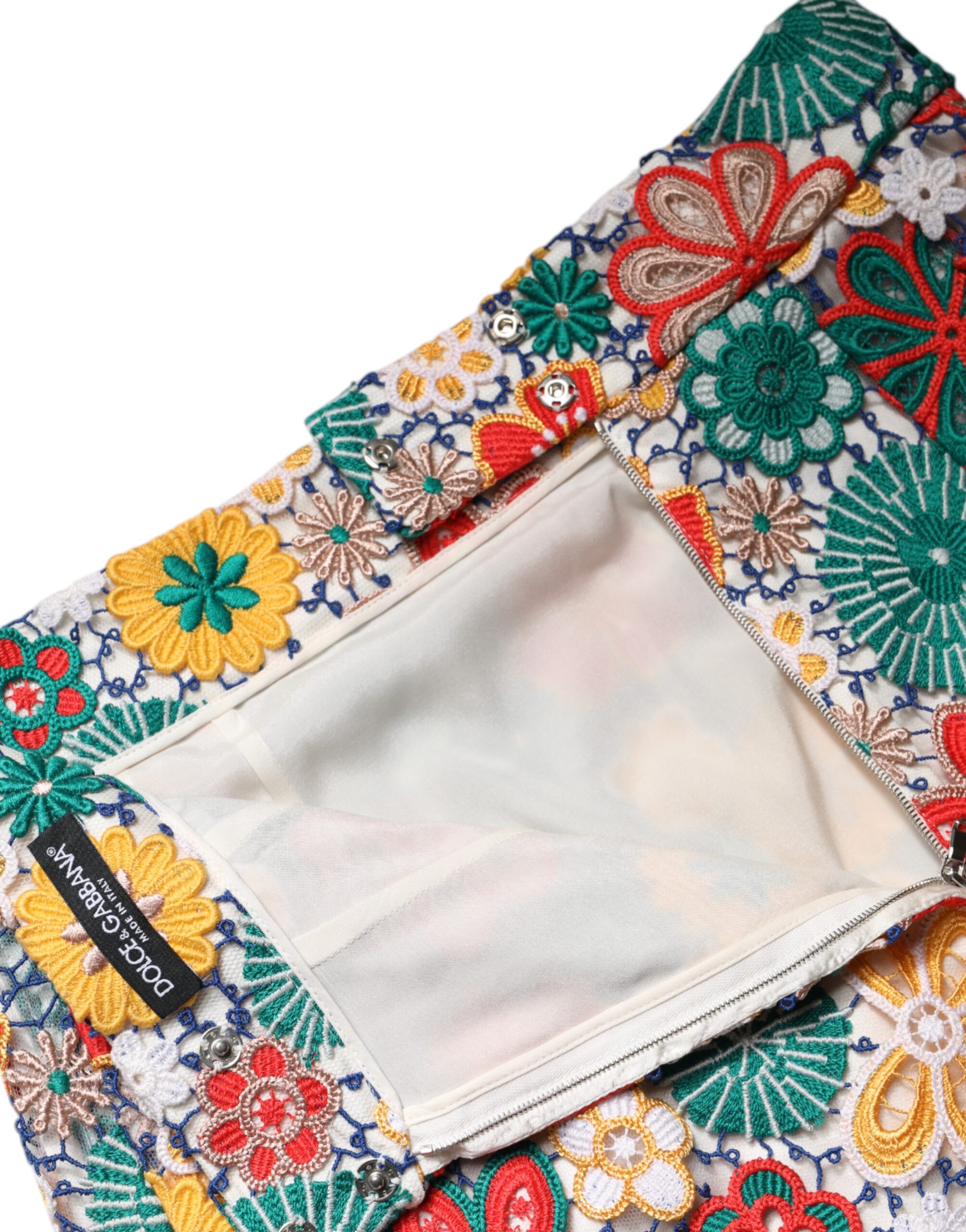 Dolce & Gabbana Multicolor Floral Lace High Waist Mini Skirt - Image 5