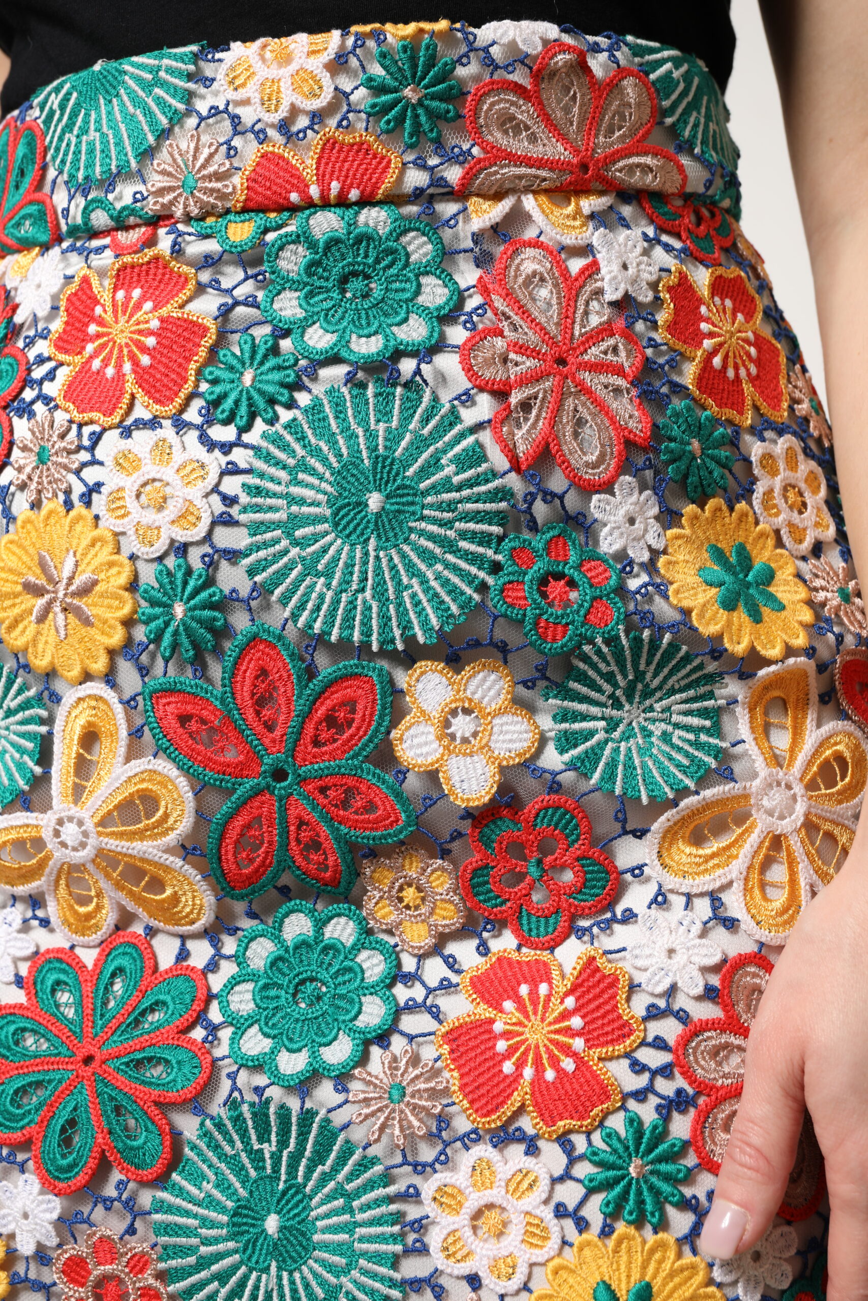 Dolce & Gabbana Multicolor Floral Lace High Waist Mini Skirt - Image 6