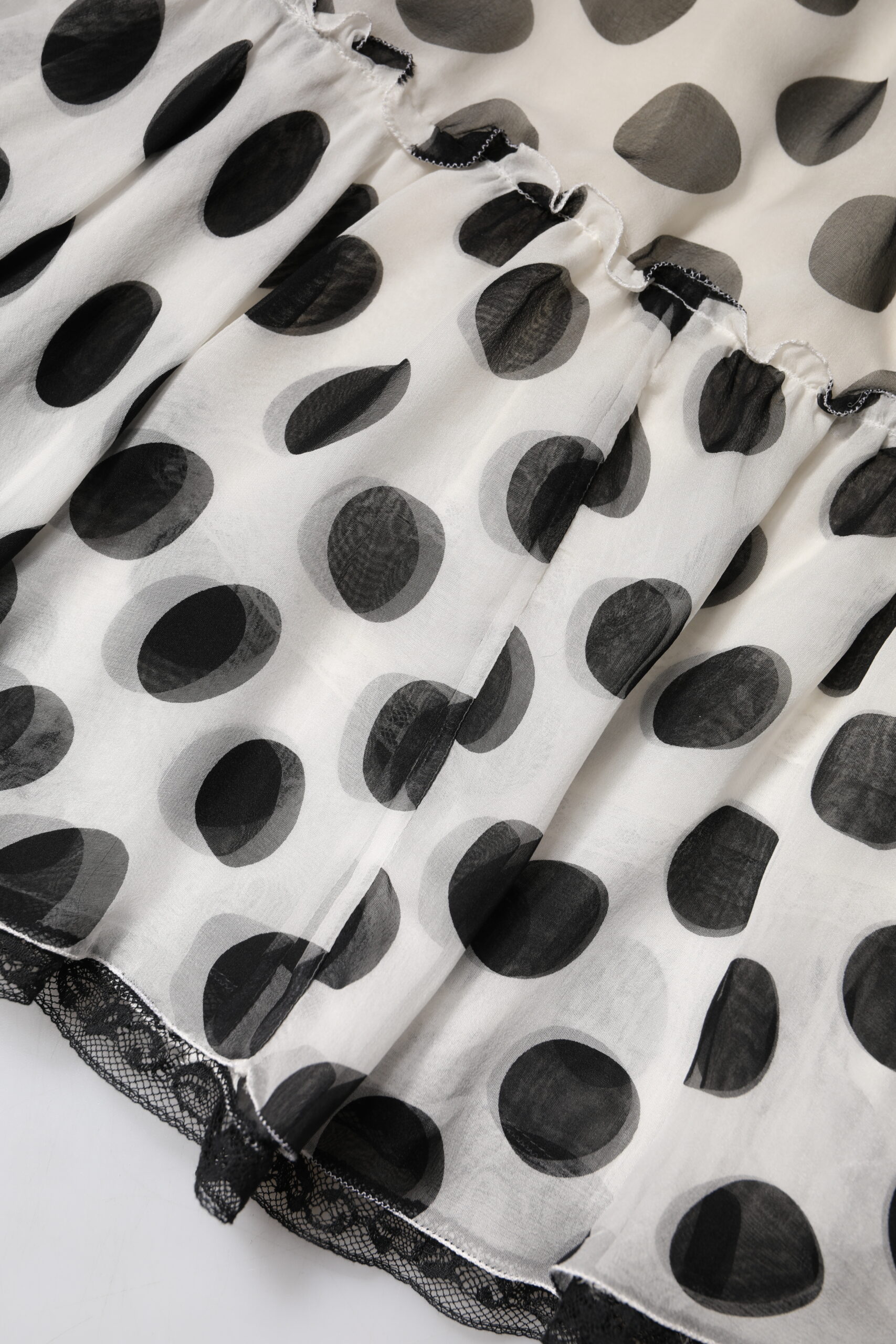 Dolce & Gabbana White Black Polka Dots Knee Length Skirt - Image 7
