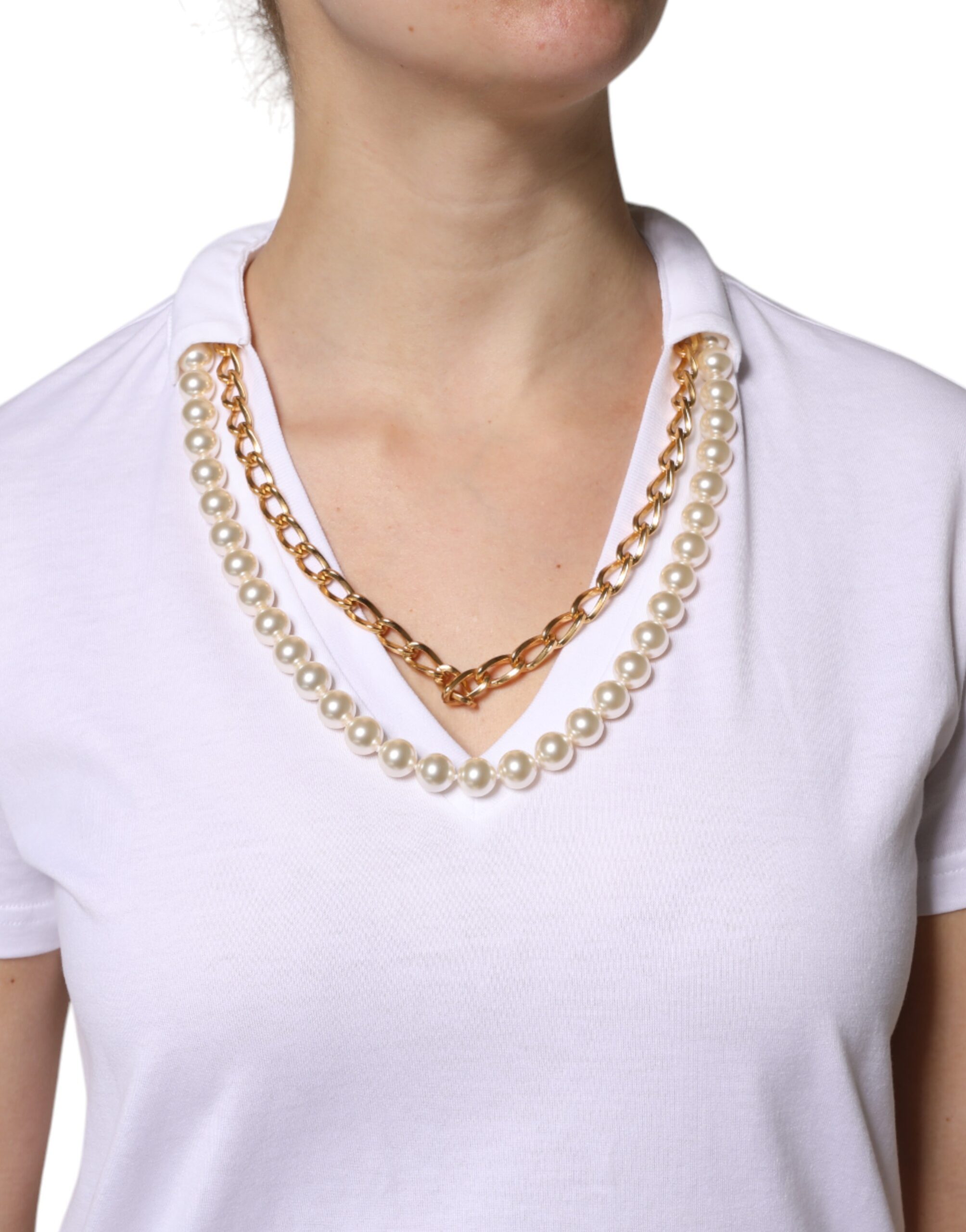 Dolce & Gabbana White Necklace Cotton Short Sleeve T-shirt - Image 6
