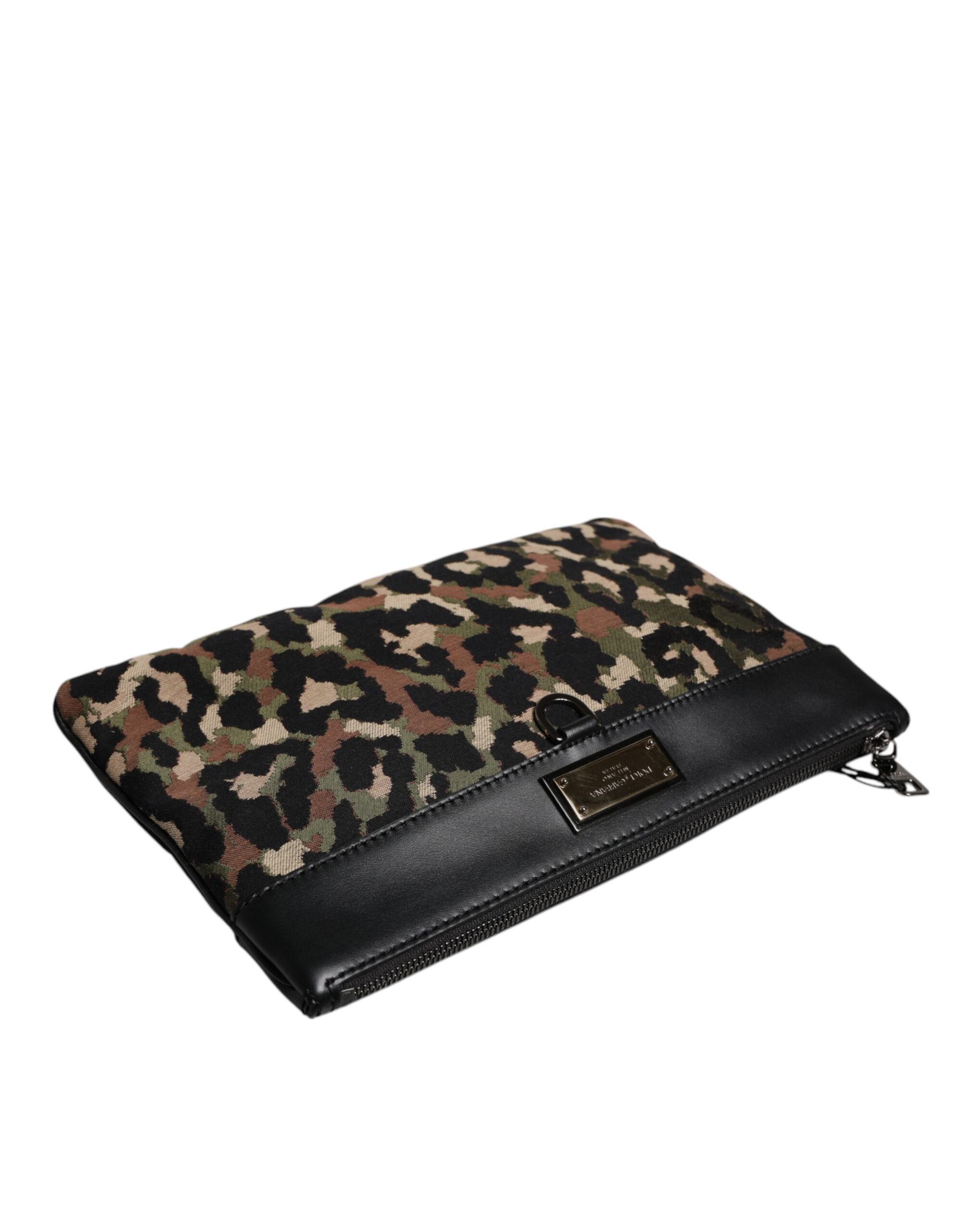 Dolce & Gabbana Multicolor Leopard Jacquard Print Logo Plaque Pouch Bag - Image 5