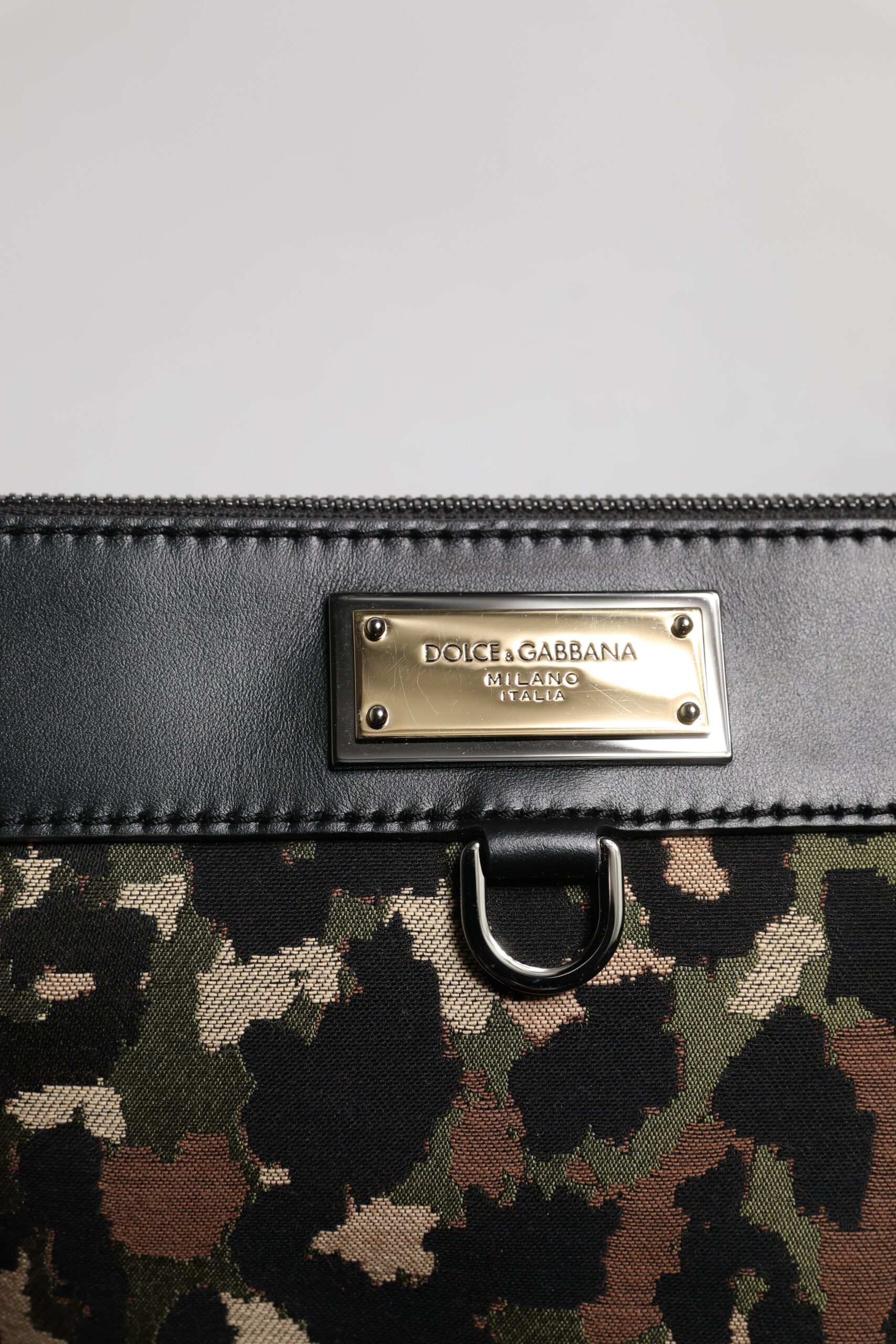 Dolce & Gabbana Multicolor Leopard Jacquard Print Logo Plaque Pouch Bag - Image 6