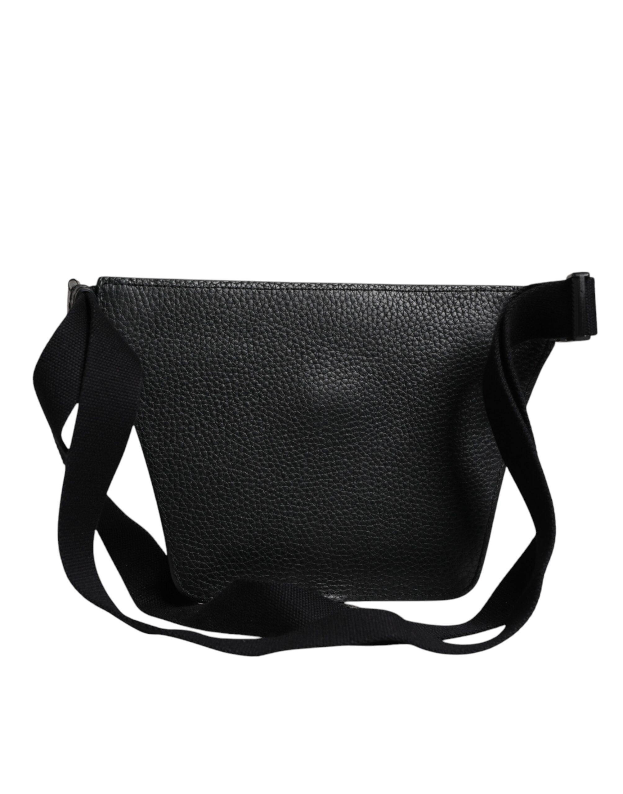 Dolce & Gabbana Black Calfskin Logo Plaque Belt Waist Men Fanny Pack Bag - Image 4