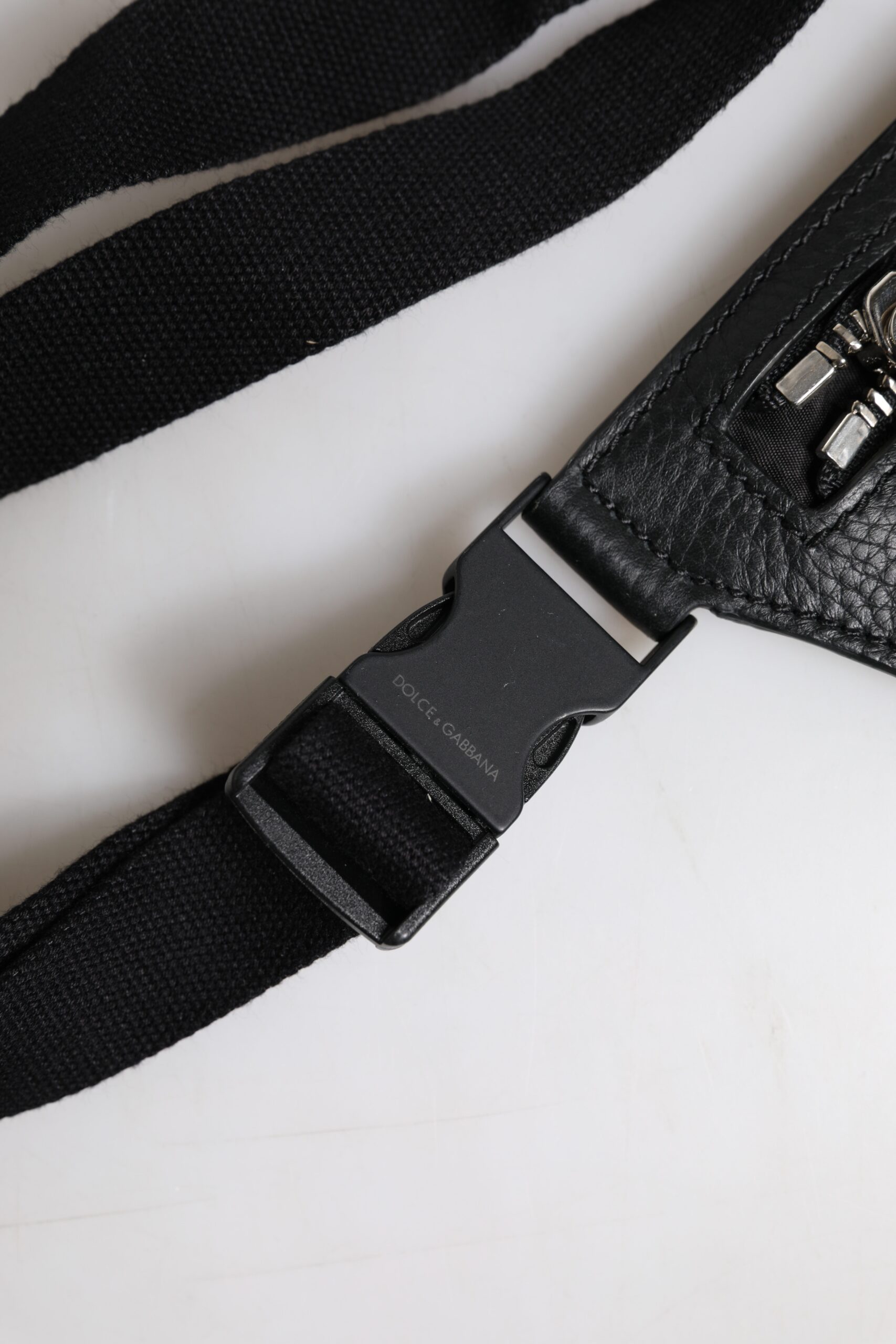 Dolce & Gabbana Black Calfskin Logo Plaque Belt Waist Men Fanny Pack Bag - Image 7