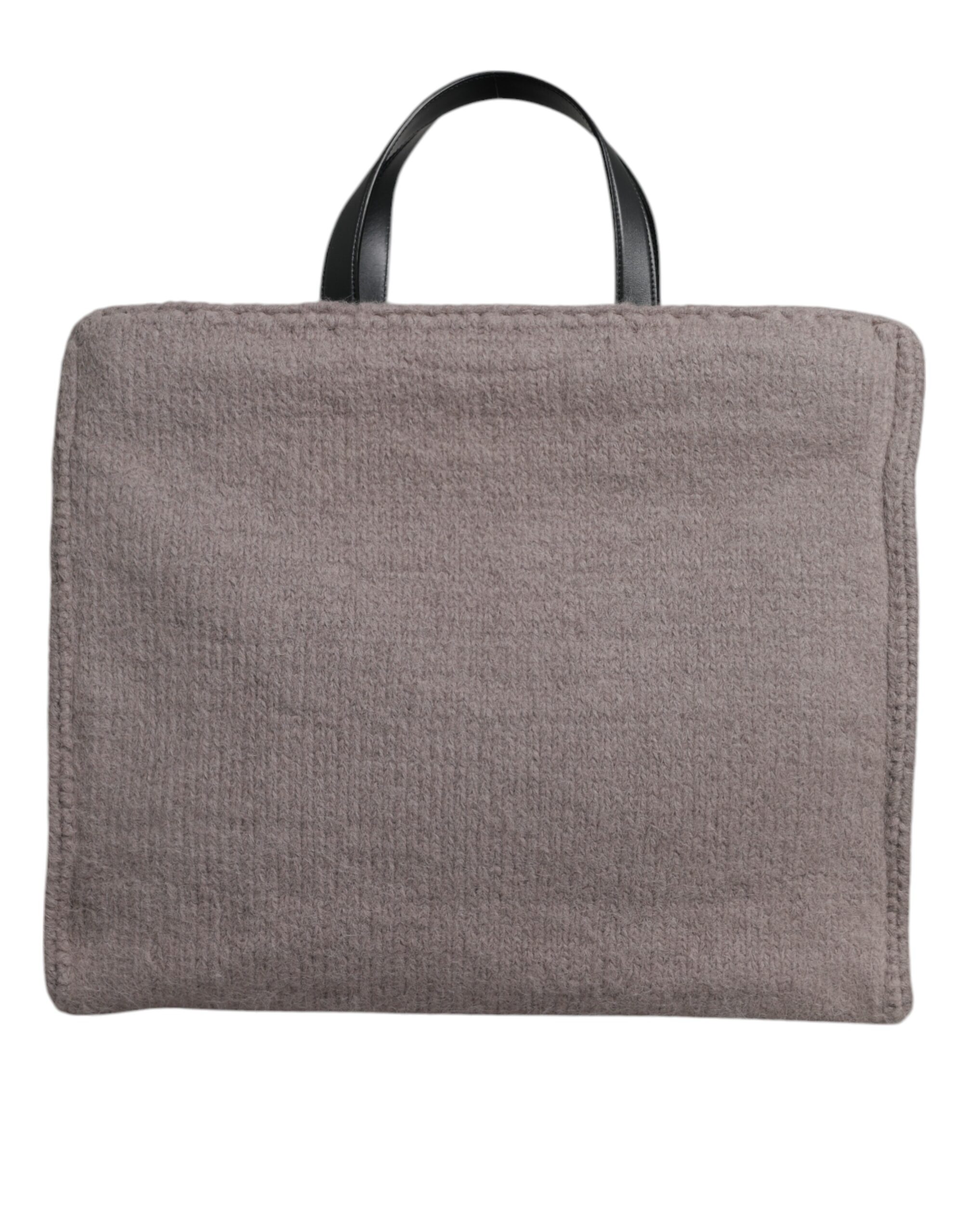 Dolce & Gabbana Grey Alpaca Wool Logo Plaque Tote Shoulder Bag - Image 5