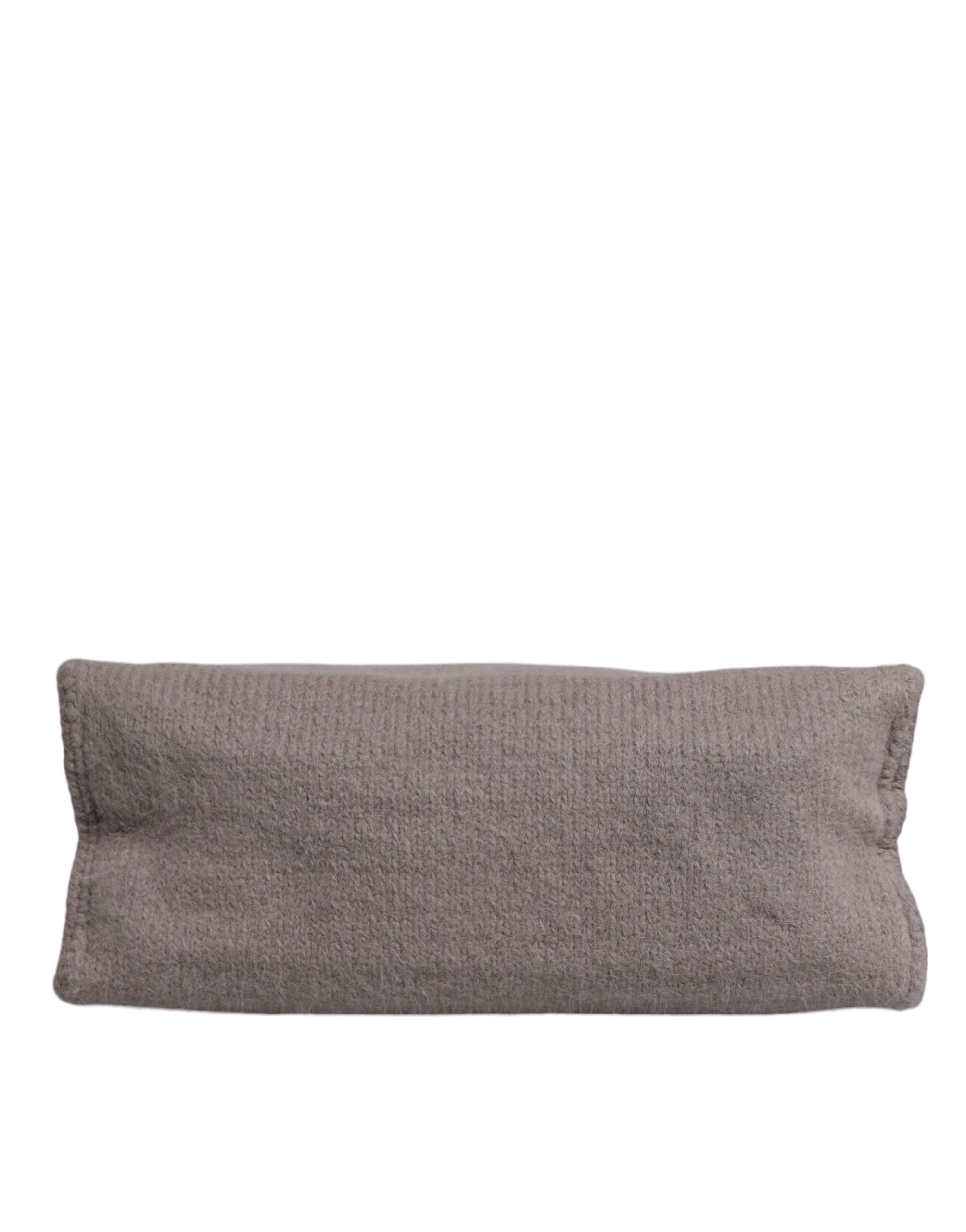 Dolce & Gabbana Grey Alpaca Wool Logo Plaque Tote Shoulder Bag - Image 7