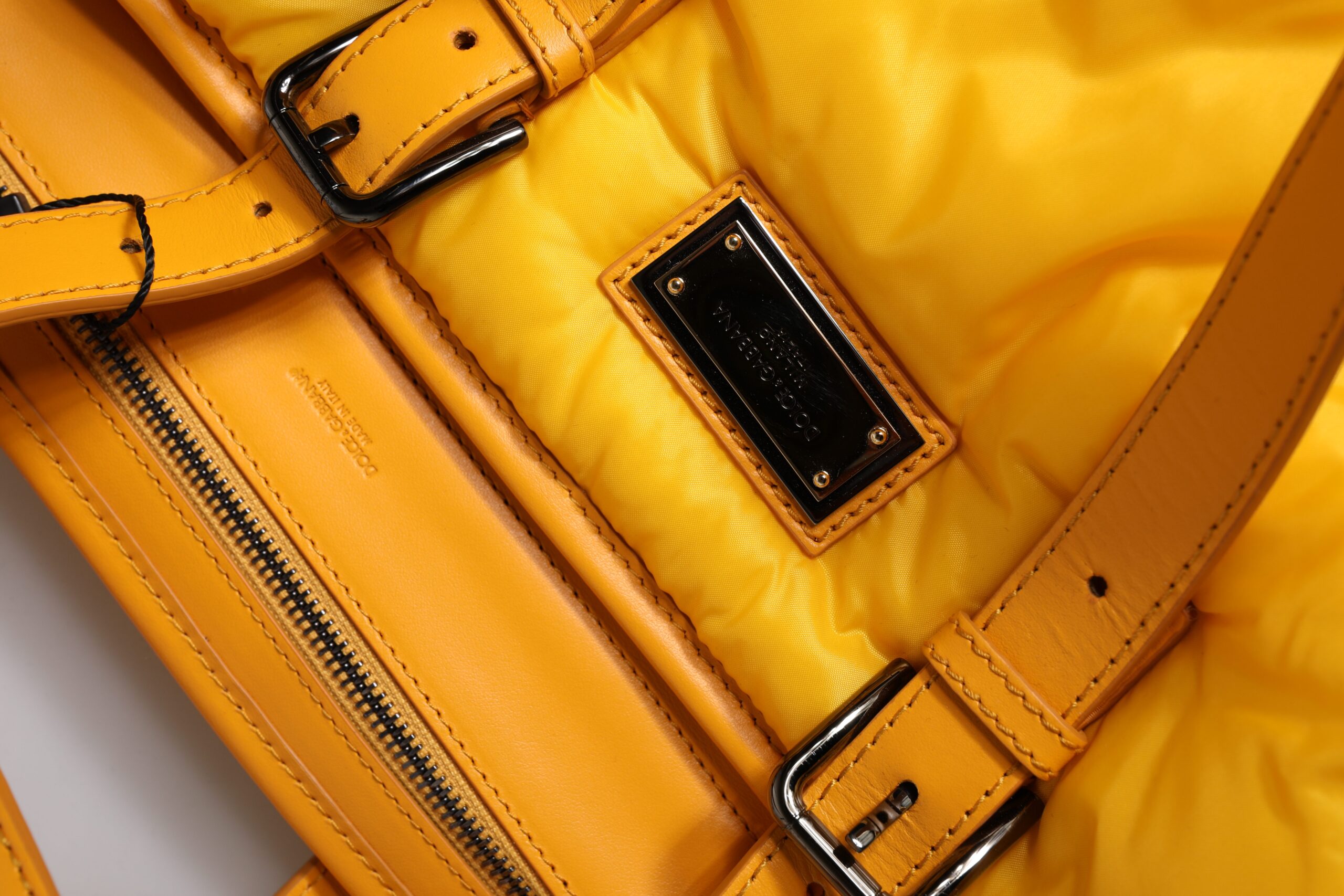 Dolce & Gabbana Yellow Orange Nylon Logo Plaque Hand Shoulder Duffle Bag - Image 7