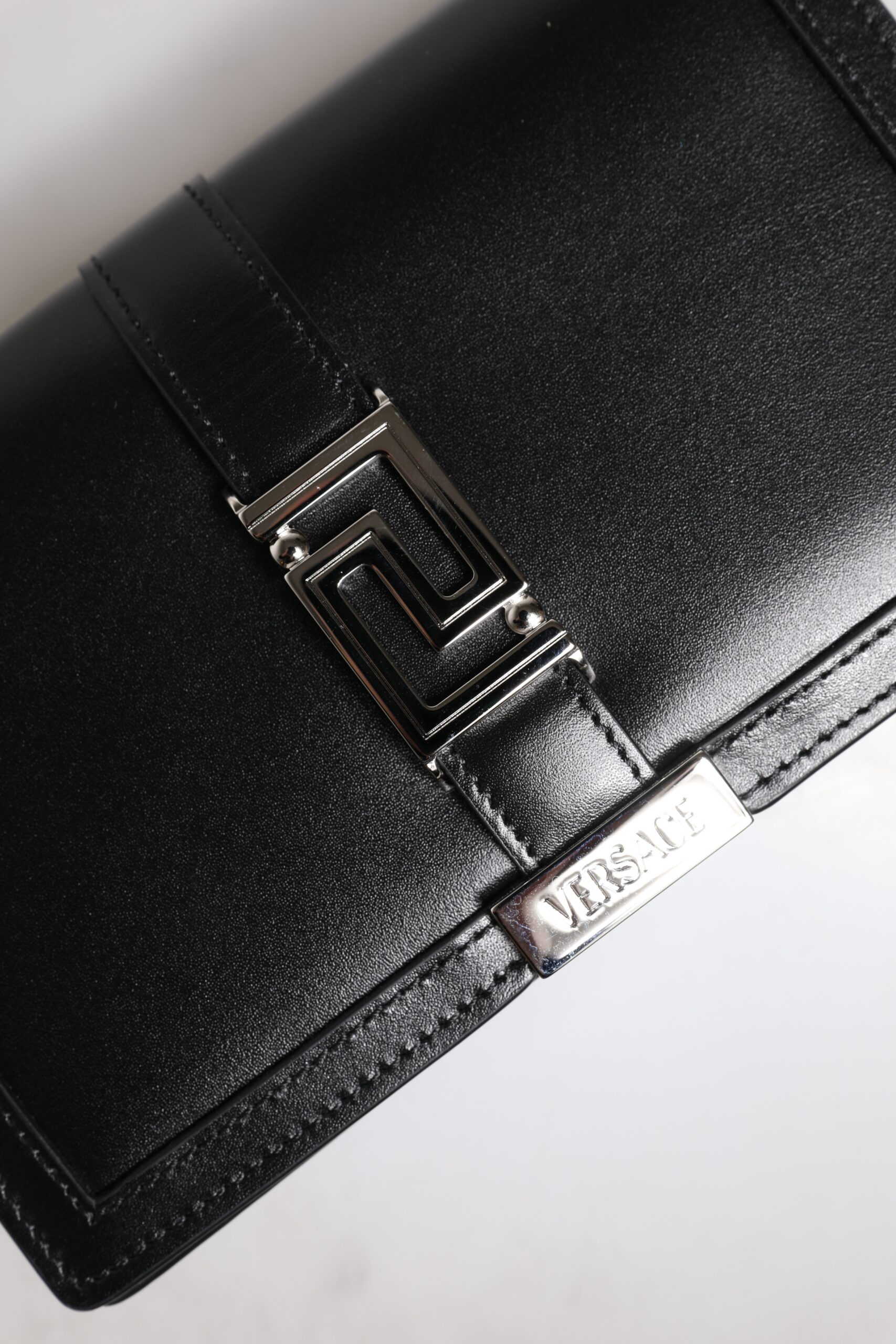 Versace Black Calfskin Leather Chain Strap Shoulder Crossbody Bag - Image 7