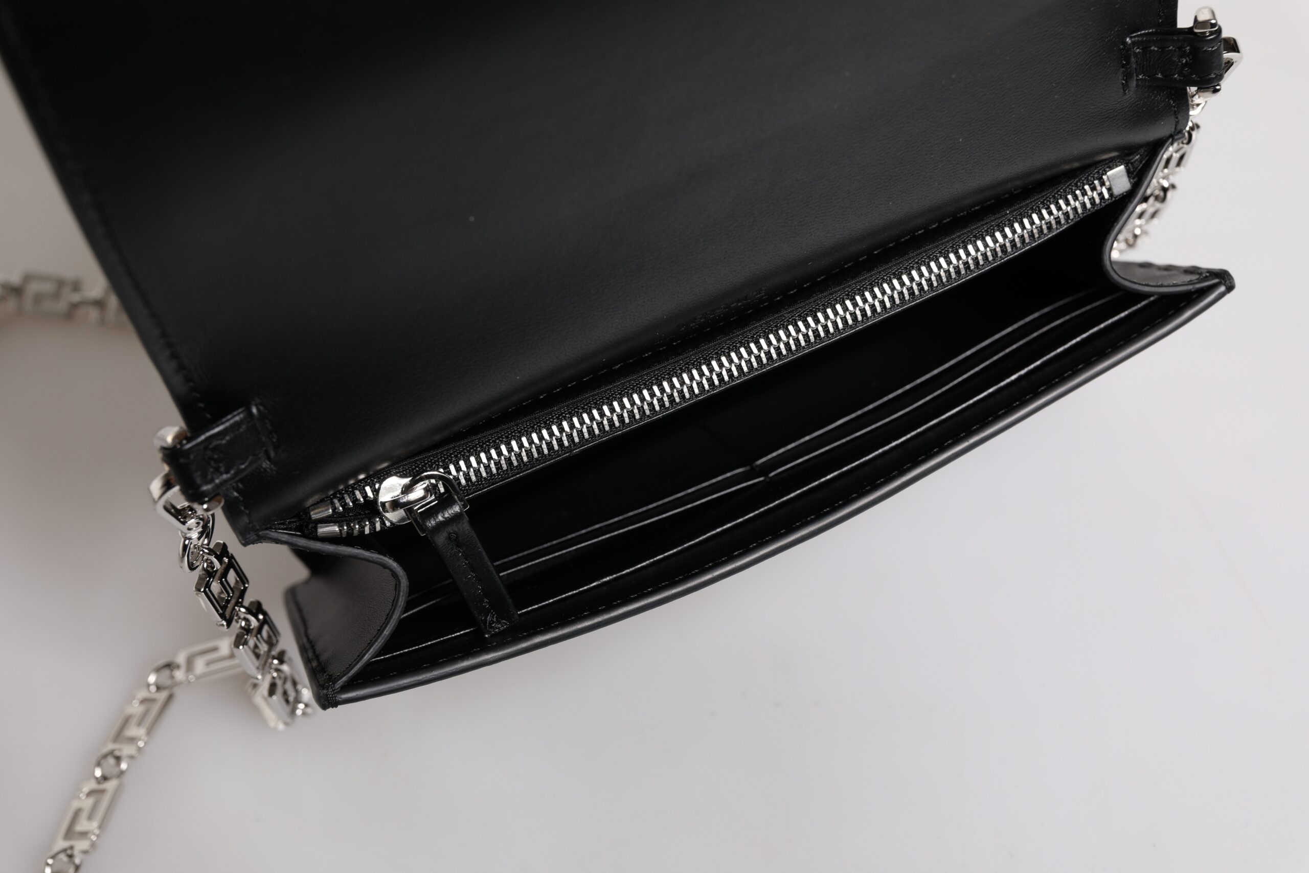 Versace Black Calfskin Leather Chain Strap Shoulder Crossbody Bag - Image 8