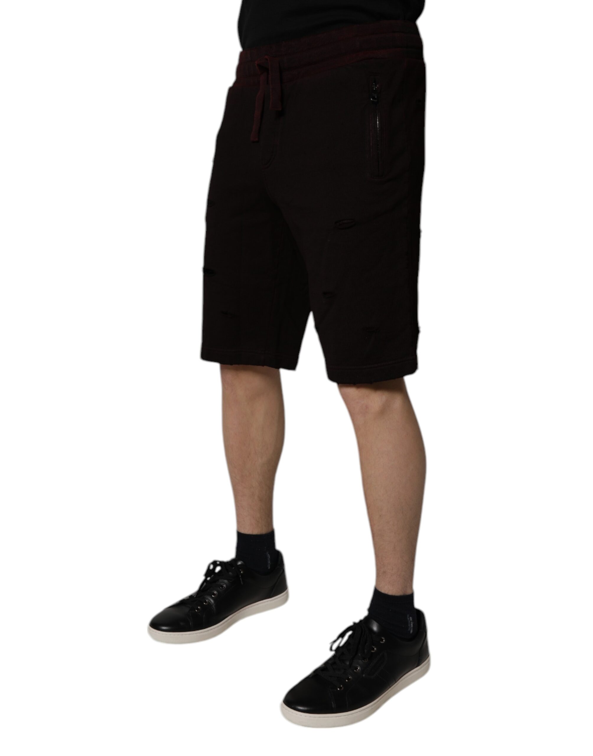 Dolce & Gabbana Maroon Cotton Sweatshorts Men Bermuda Shorts - Image 3