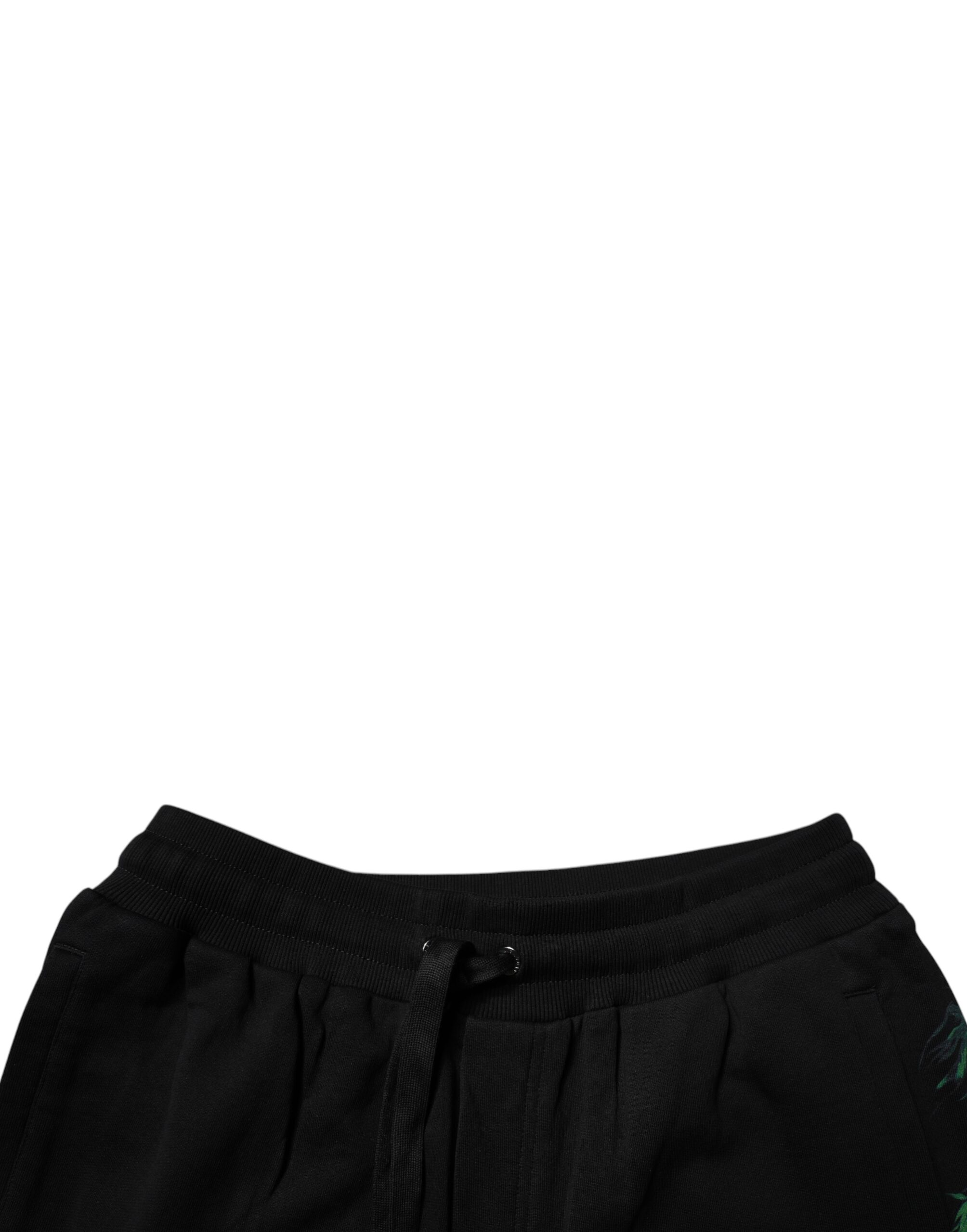 Dolce & Gabbana Black Cotton Logo Floral Print Bermuda Shorts - Image 5