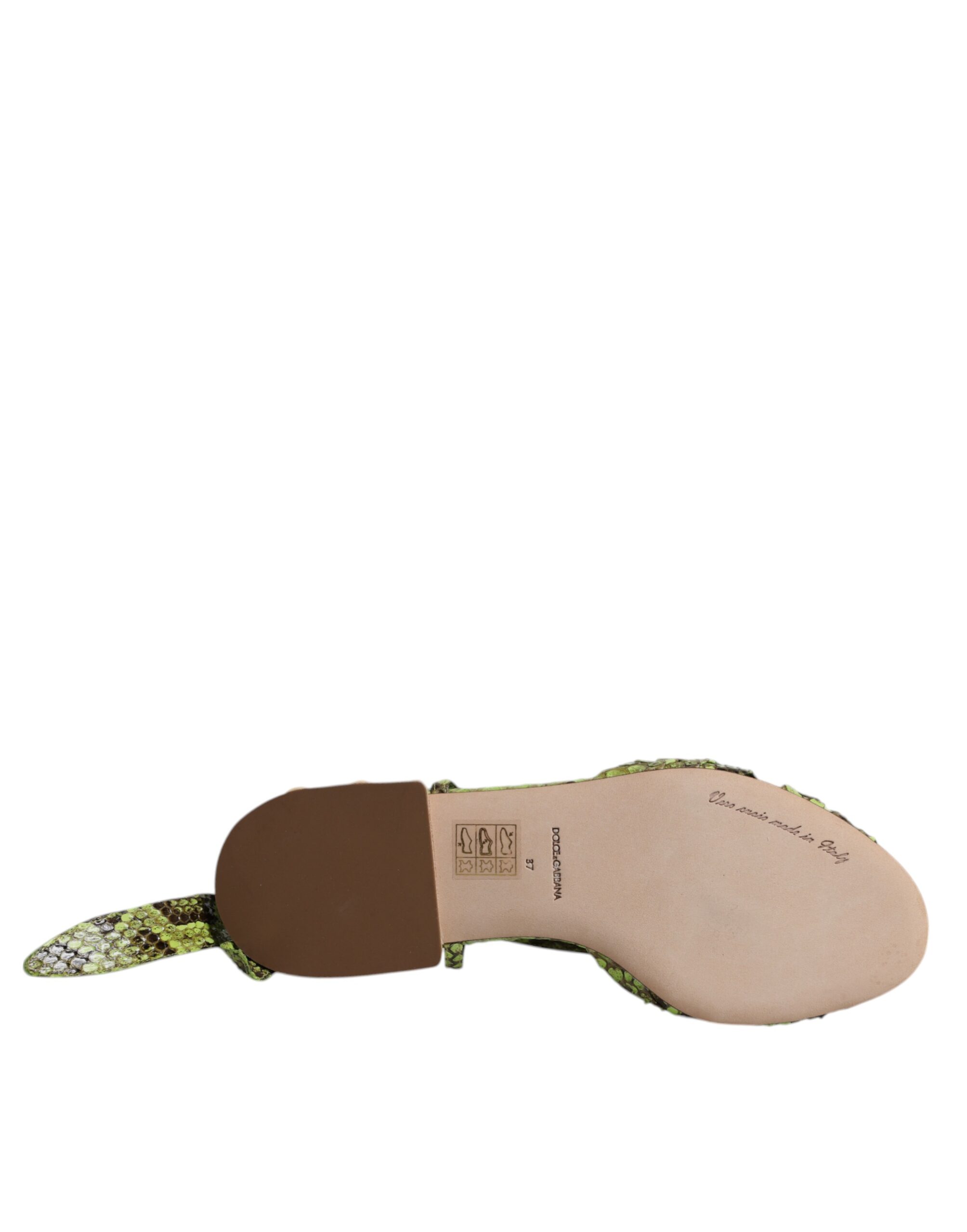Dolce & Gabbana Green Animal Print Ankle Wrap Sandals Shoes - Image 8