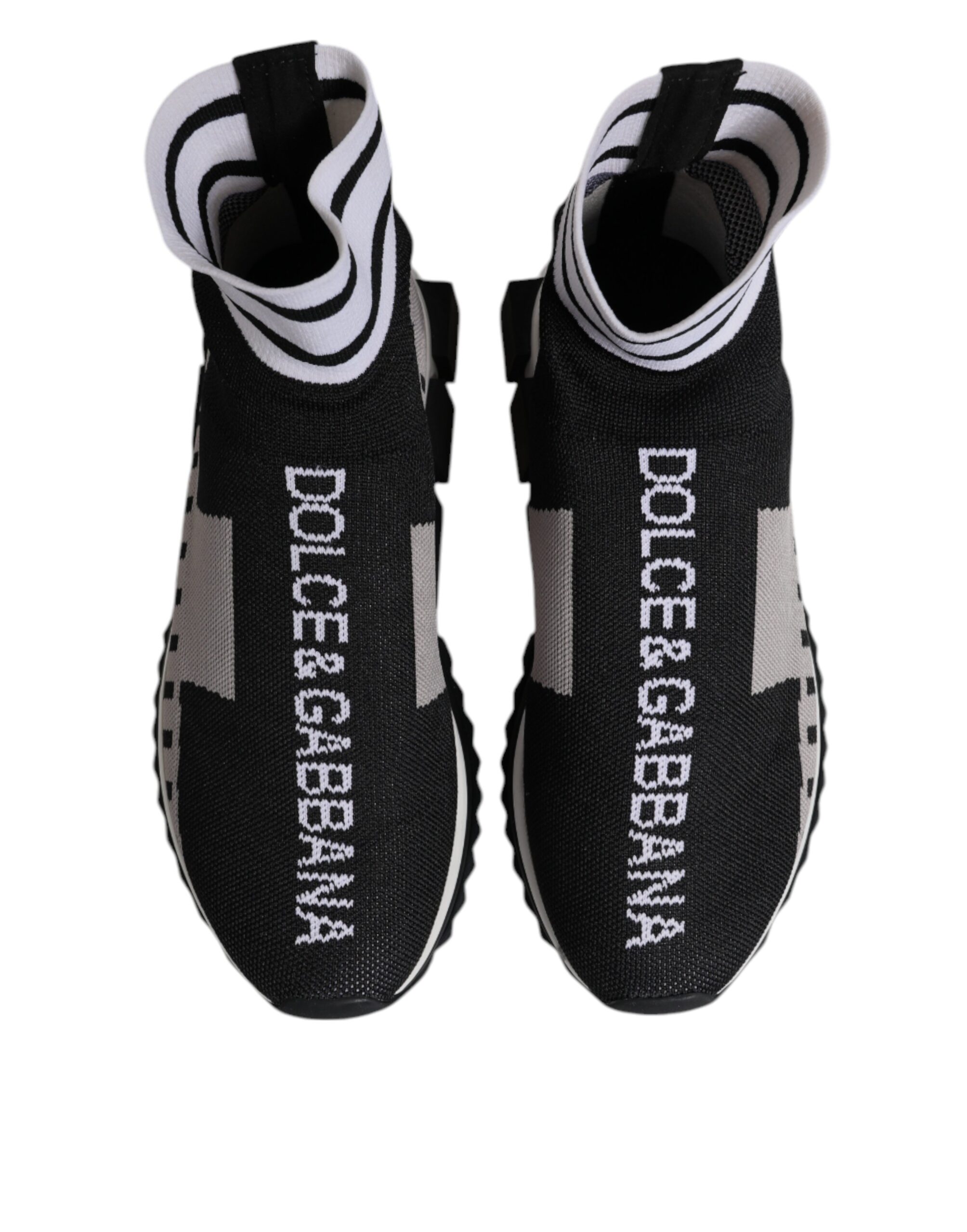 Dolce & Gabbana Black Gray Sorrento Socks Women Sneakers Shoes - Image 3