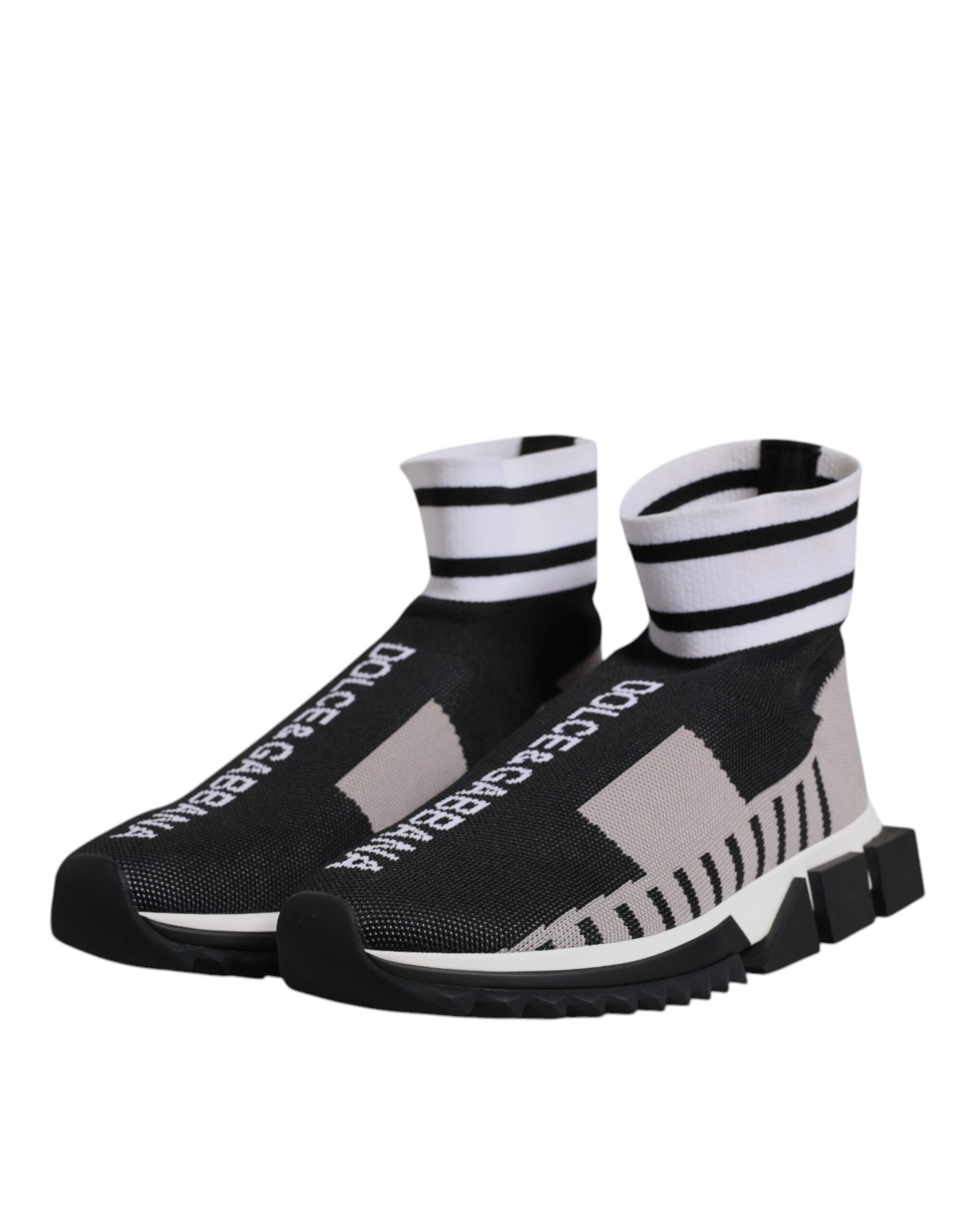 Dolce & Gabbana Black Gray Sorrento Socks Women Sneakers Shoes - Image 4