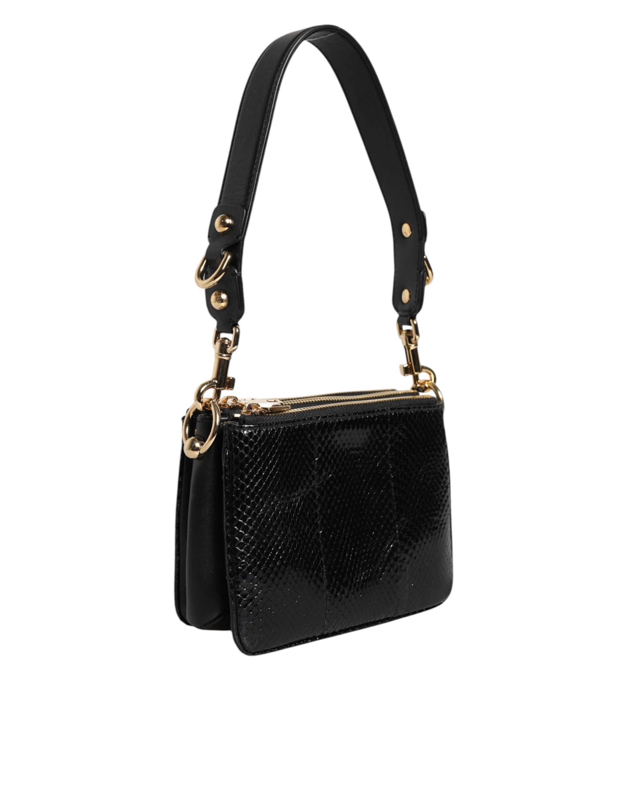 Dolce & Gabbana Black Exotic Leather Shoulder Sling Clutch Bag - Image 3