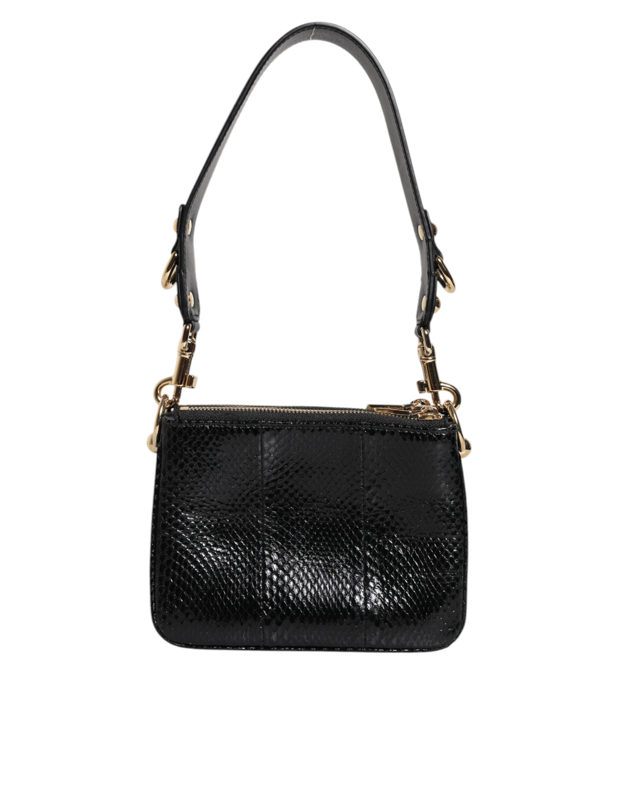 Dolce & Gabbana Black Exotic Leather Shoulder Sling Clutch Bag - Image 4