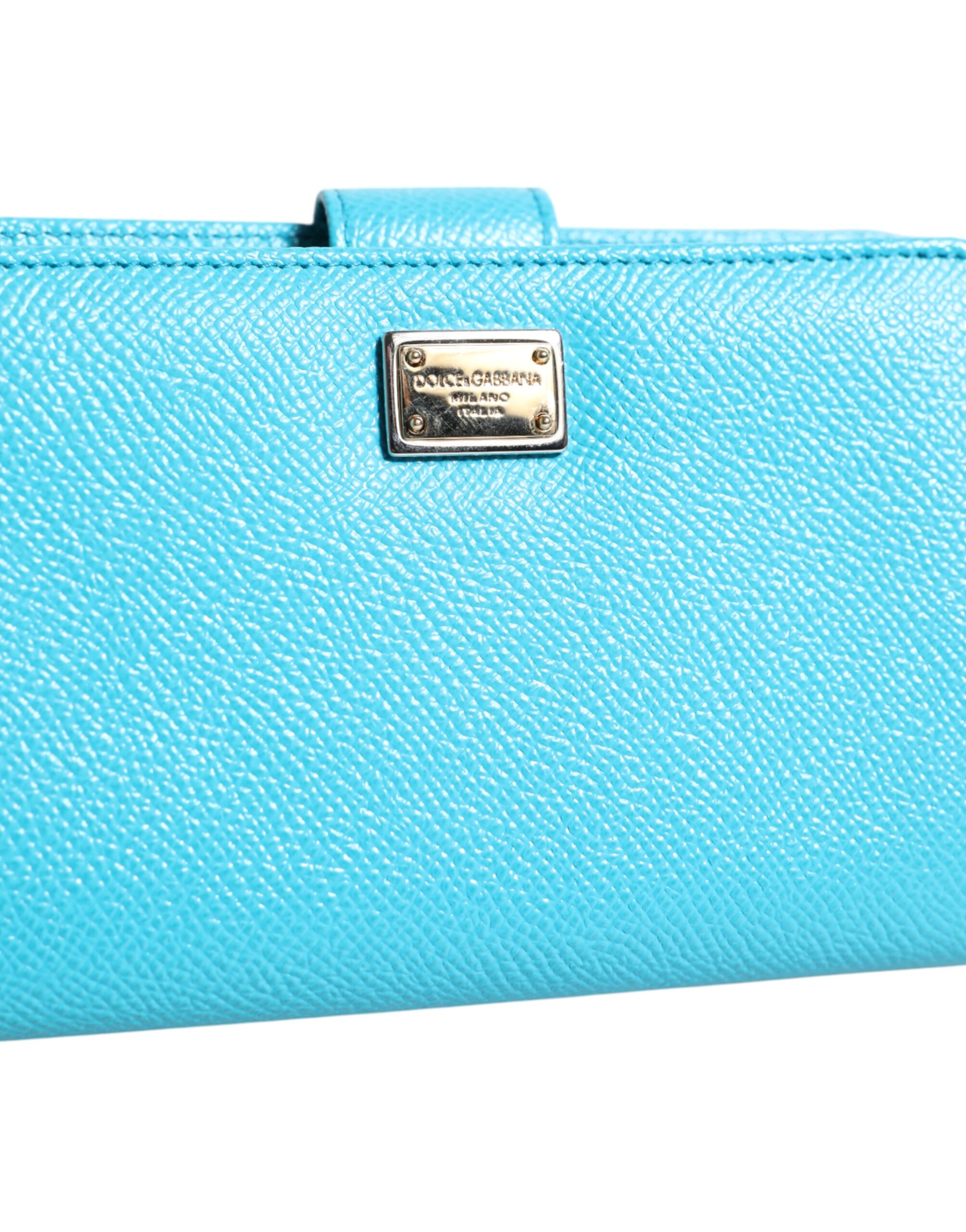 Dolce & Gabbana Light Blue Leather Bifold Continental Clutch Wallet - Image 3