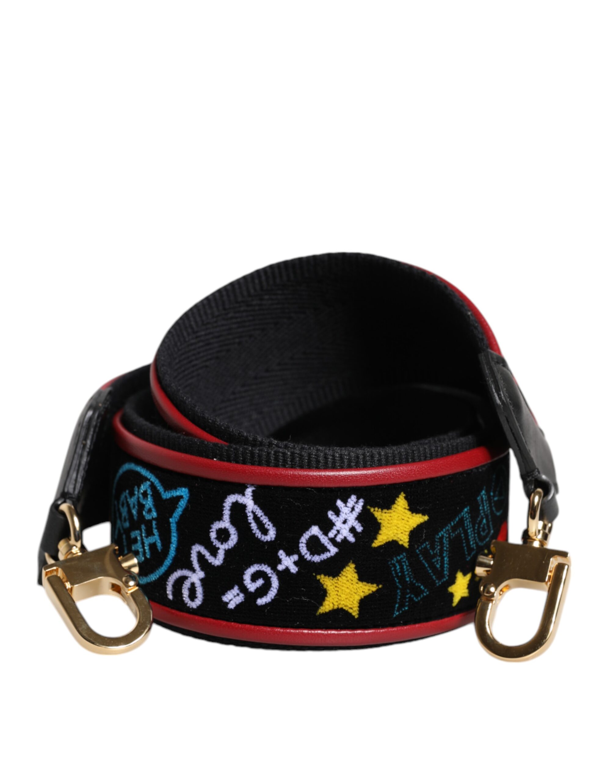 Dolce & Gabbana Black Cotton Printed Bag Shoulder Strap - Image 2