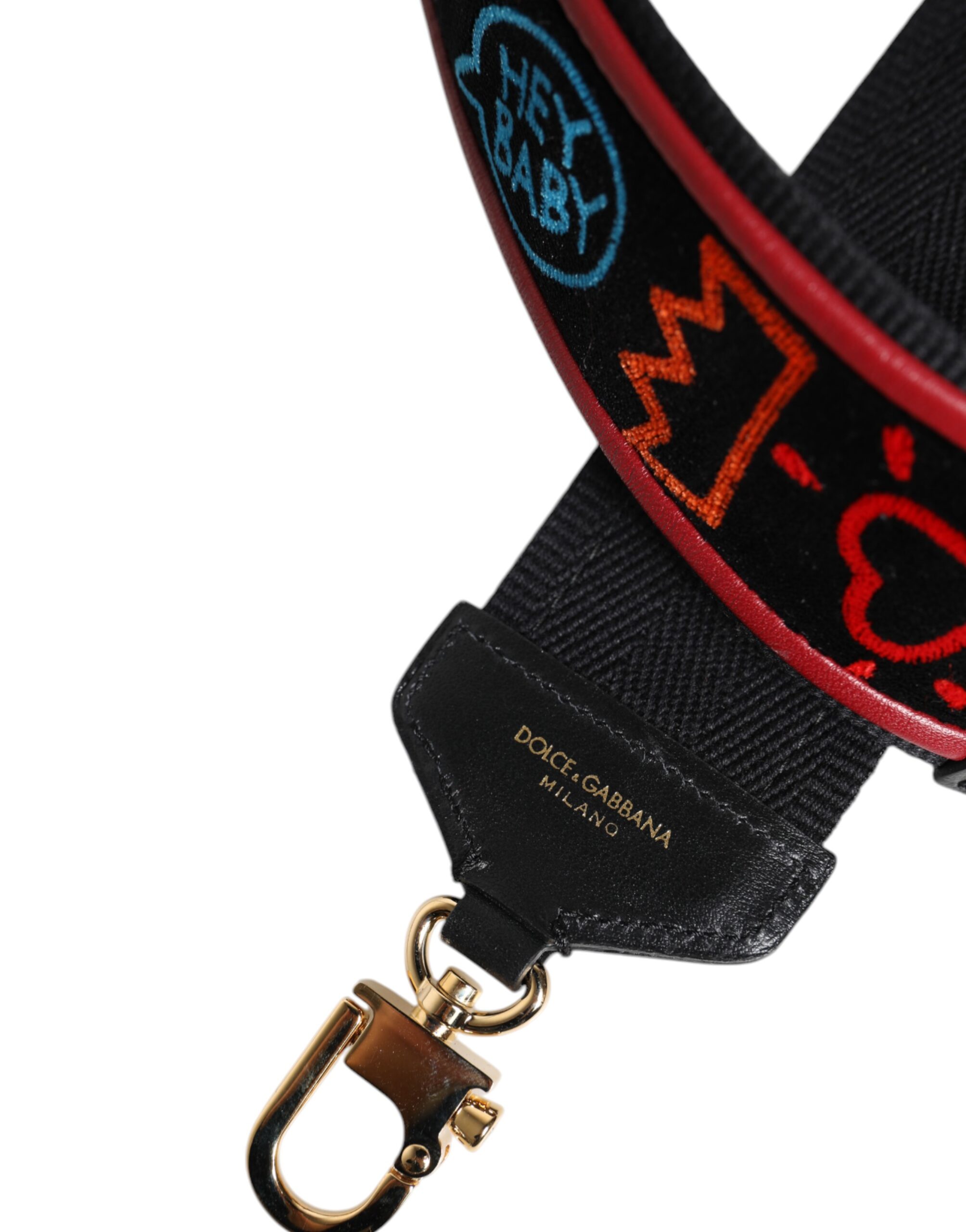 Dolce & Gabbana Black Cotton Printed Bag Shoulder Strap - Image 4