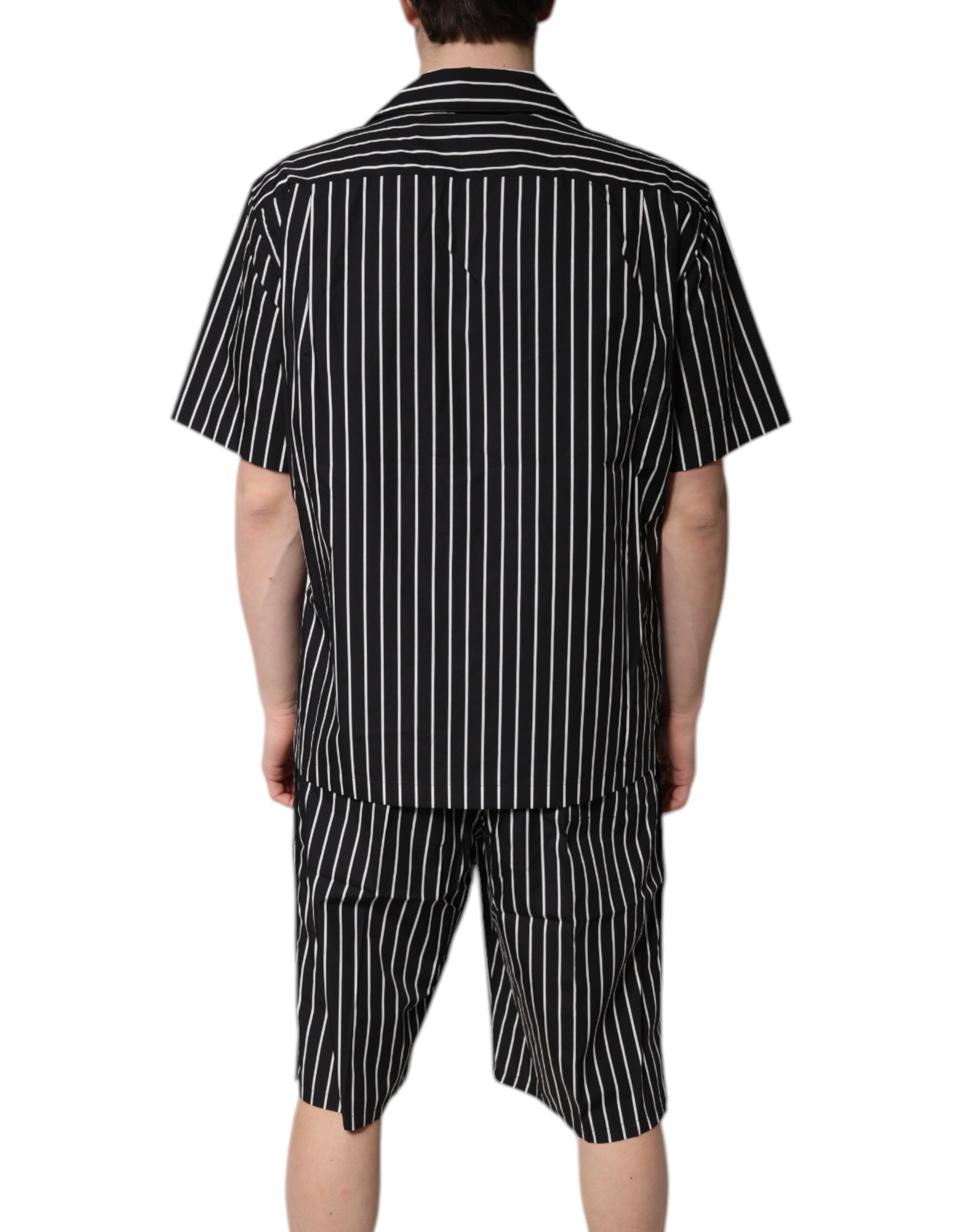 Dolce & Gabbana Black White Stripes Cotton Men Pajama Set Sleepwear - Image 4