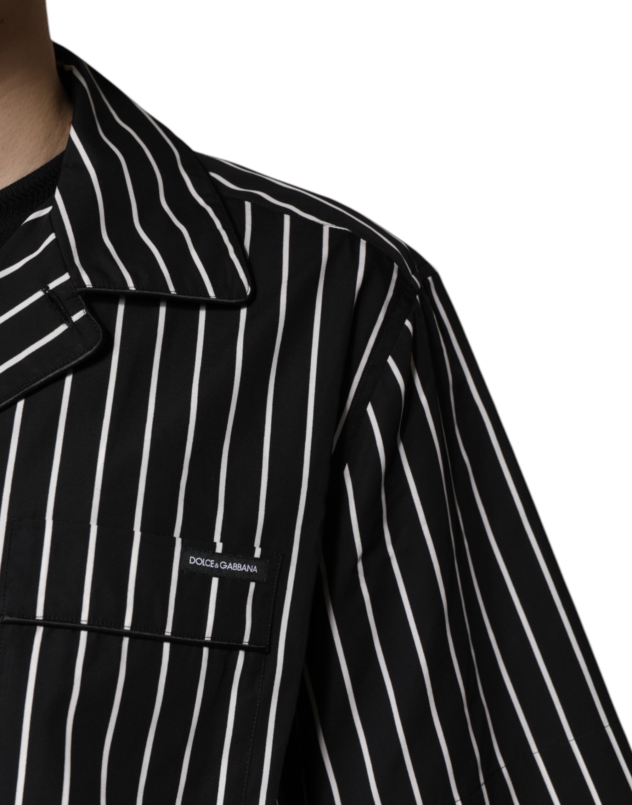 Dolce & Gabbana Black White Stripes Cotton Men Pajama Set Sleepwear - Image 5