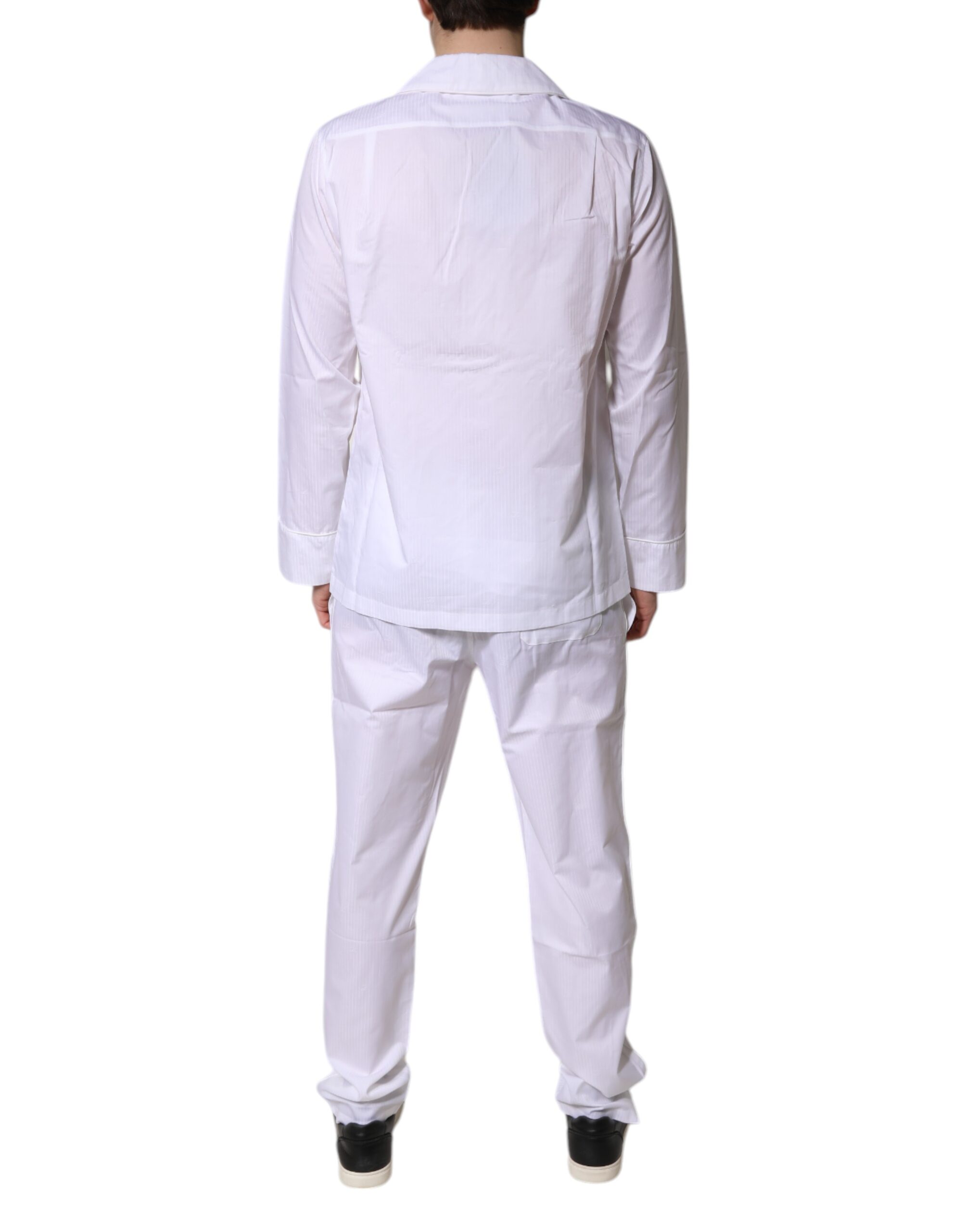 Dolce & Gabbana White Cotton Shirt Pants Pajama Set Sleepwear - Image 4