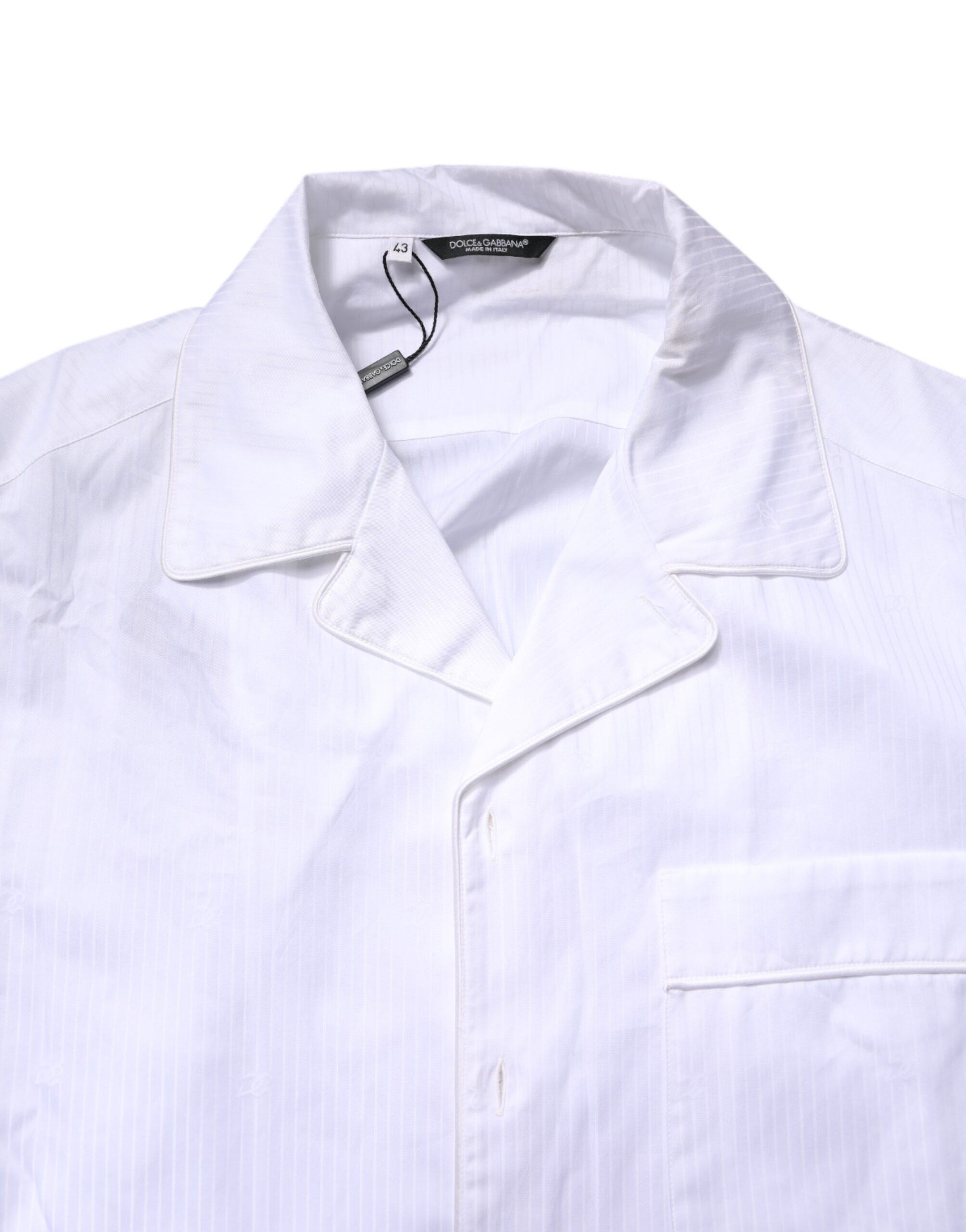 Dolce & Gabbana White Cotton Shirt Pants Pajama Set Sleepwear - Image 6