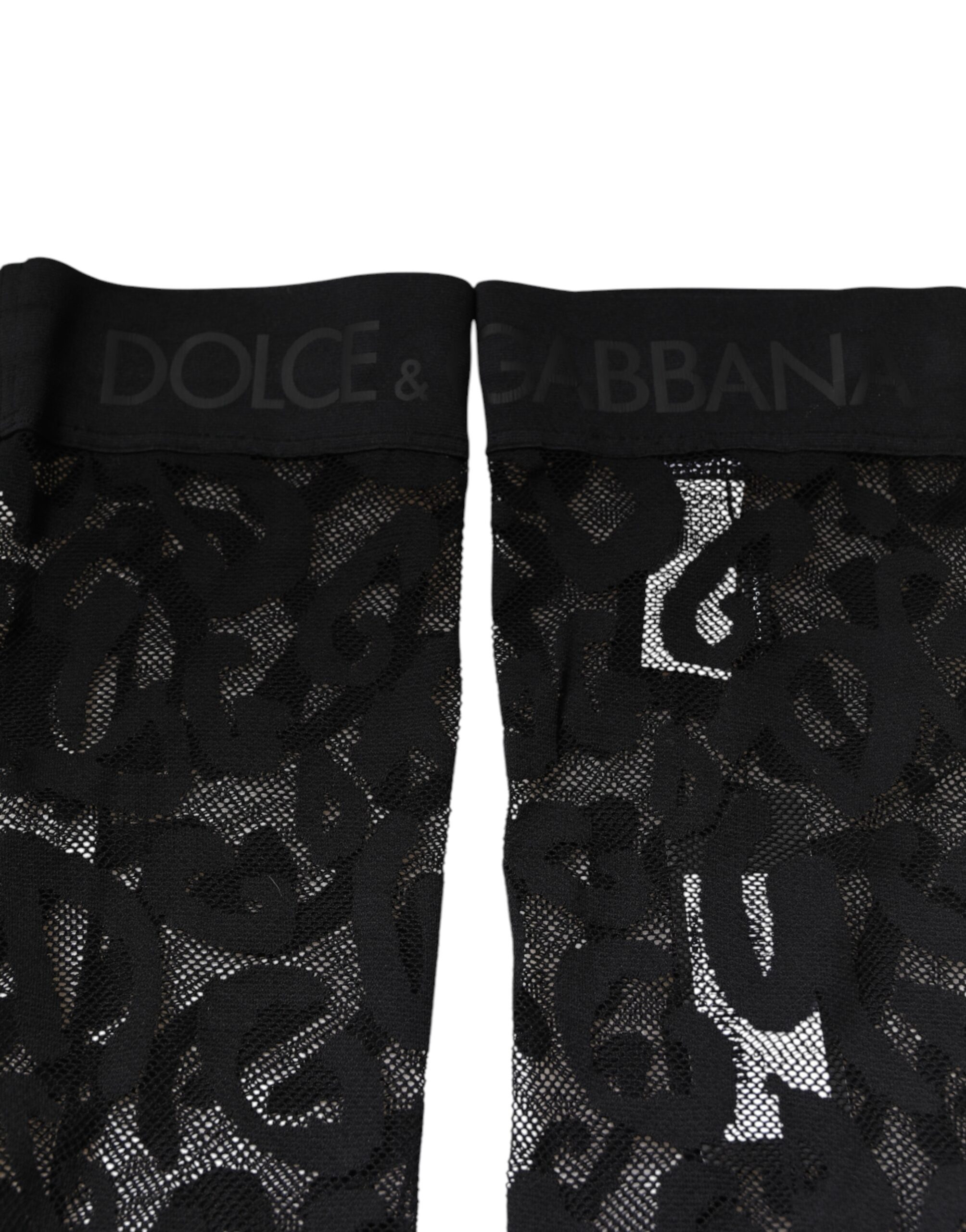 Dolce & Gabbana Black Floral Lace Cotton Stretch Stockings Socks - Image 5