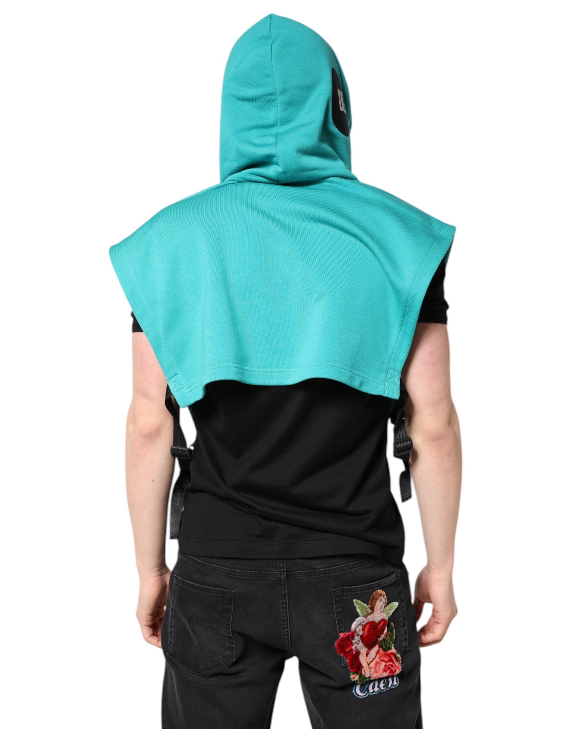 Dolce & Gabbana Green Cotton Hooded Men Sportswear Vest Sweater - Image 4