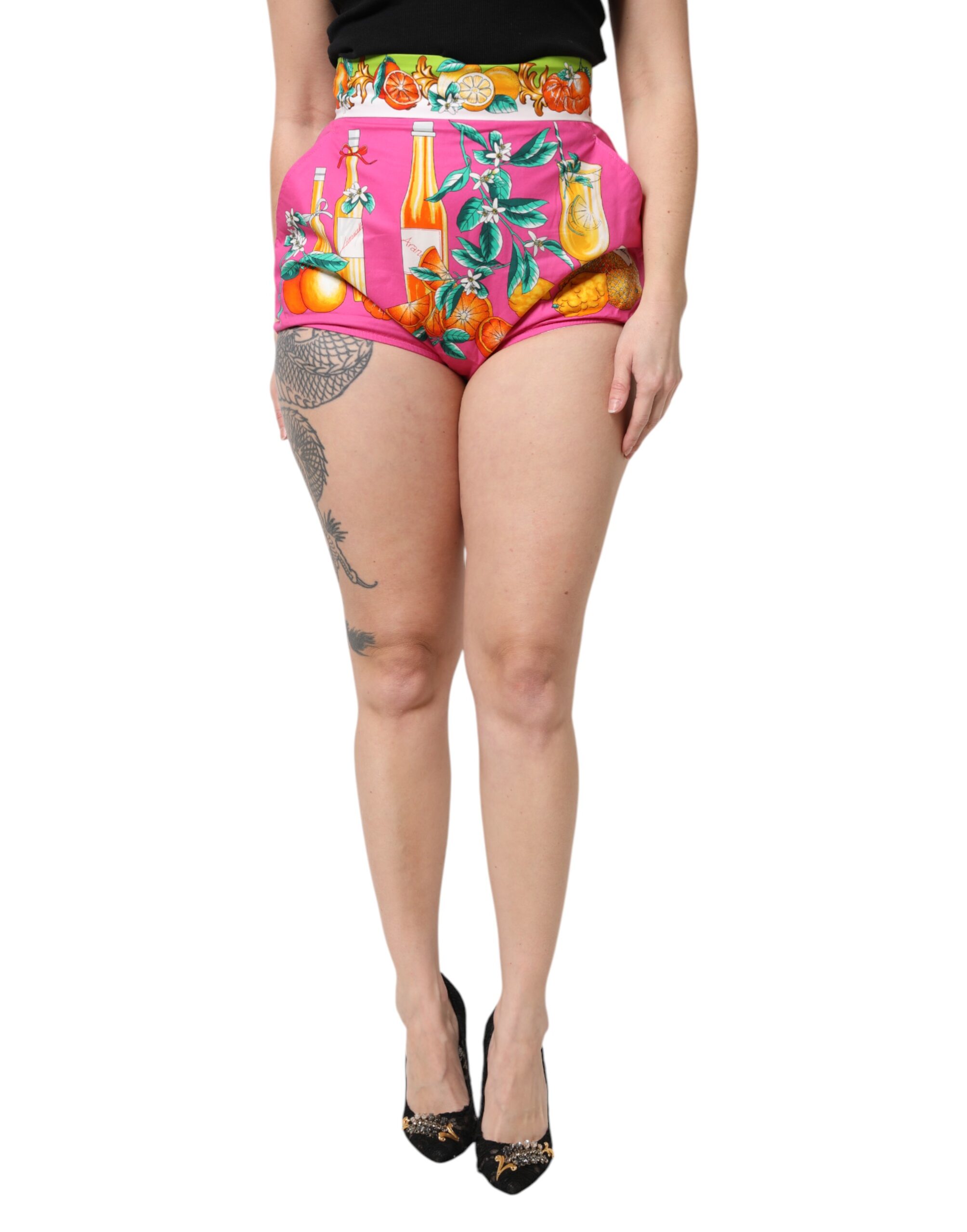 Dolce & Gabbana Pink Printed High Waist Hot Pants Shorts - Image 2