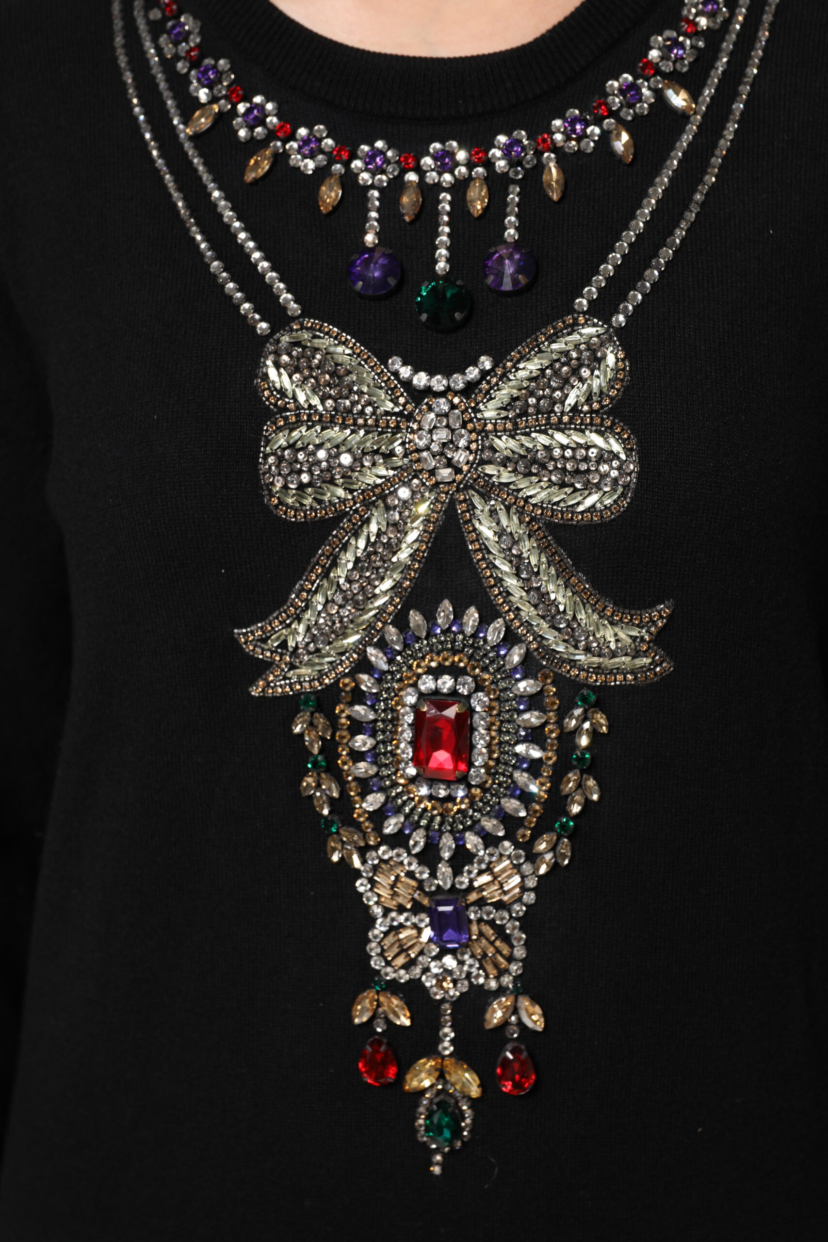 Dolce & Gabbana Black Cashmere Crystal Embellished Sweater - Image 7