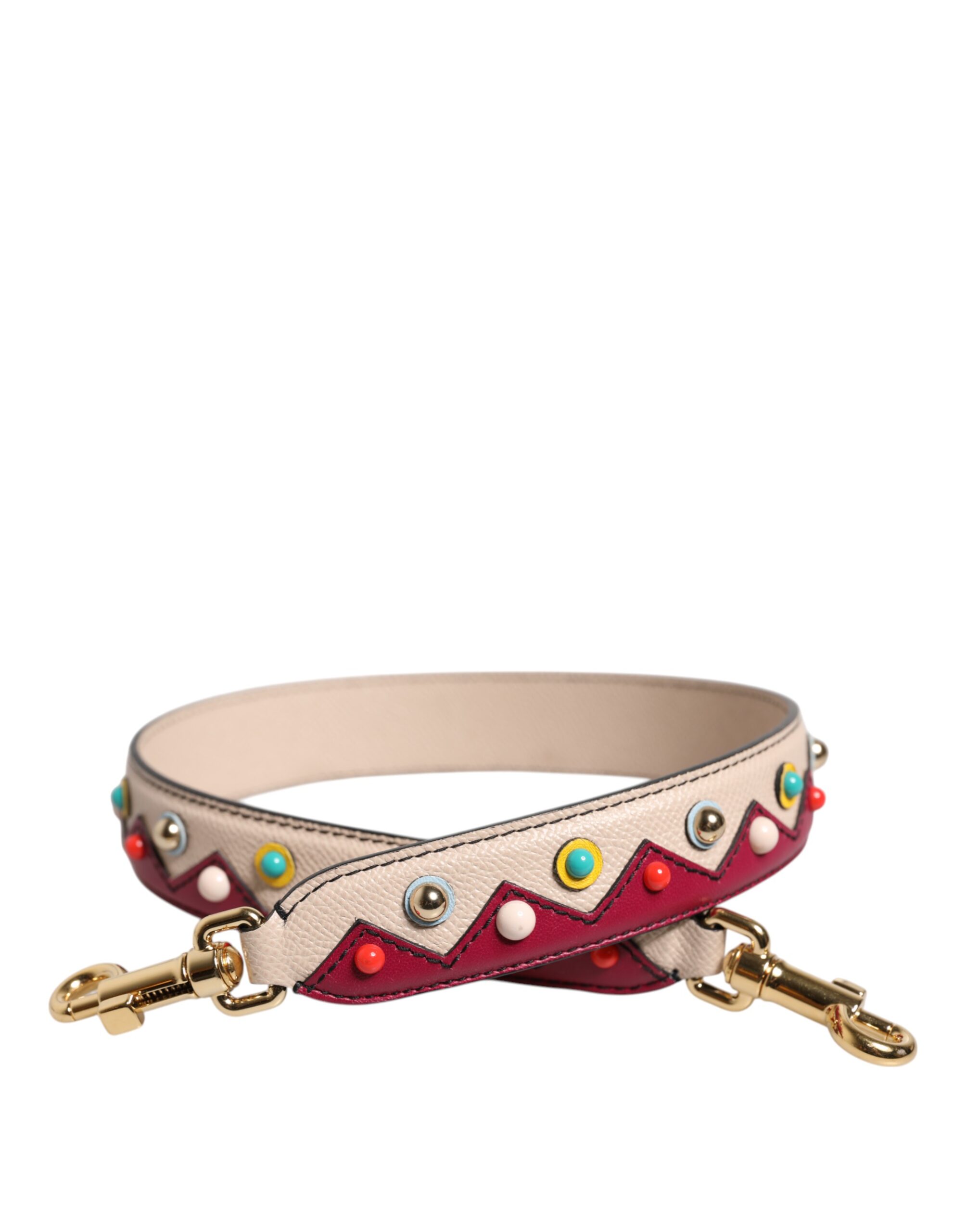 Dolce & Gabbana Beige Red Leather Handbag Accessory Shoulder Strap - Image 2