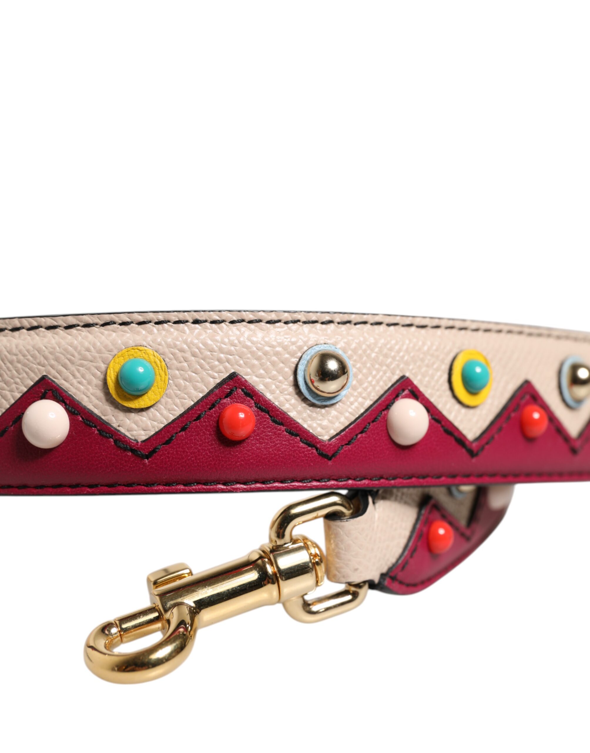 Dolce & Gabbana Beige Red Leather Handbag Accessory Shoulder Strap - Image 4