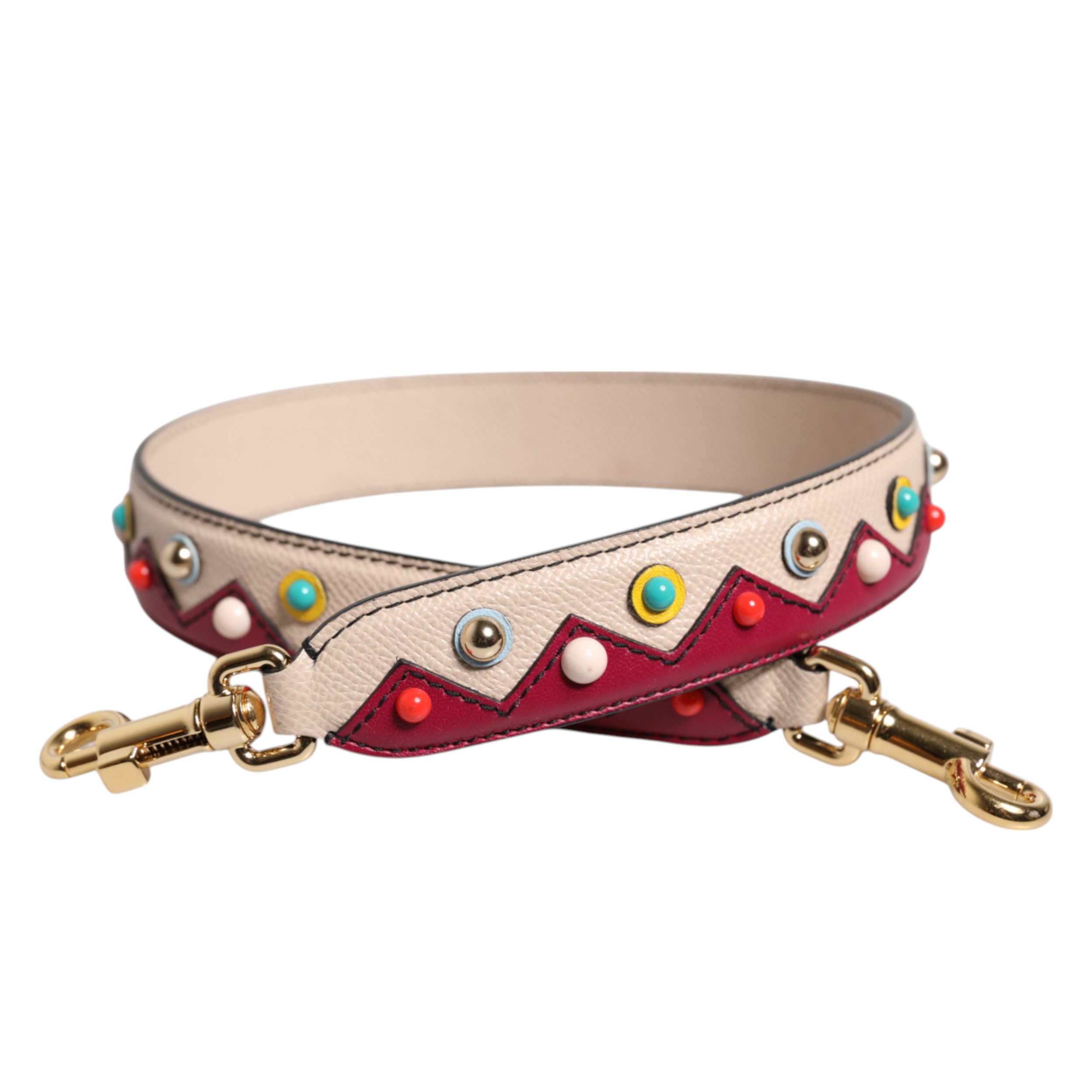 Dolce & Gabbana Beige Red Leather Handbag Accessory Shoulder Strap - Image 5