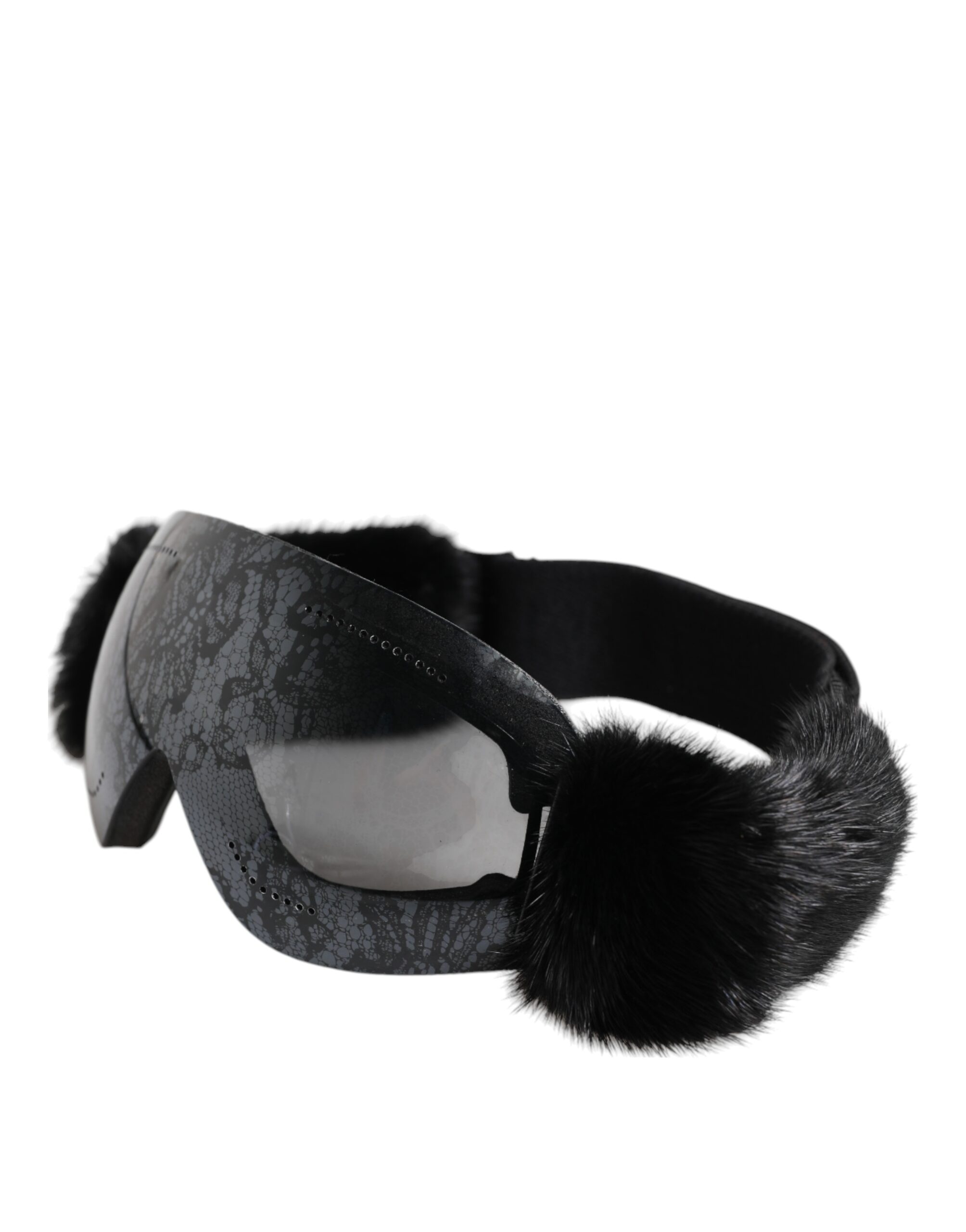 Dolce & Gabbana Black Bi0759 Lace Mirrored Ski Goggles Mask Sunglasses - Image 3