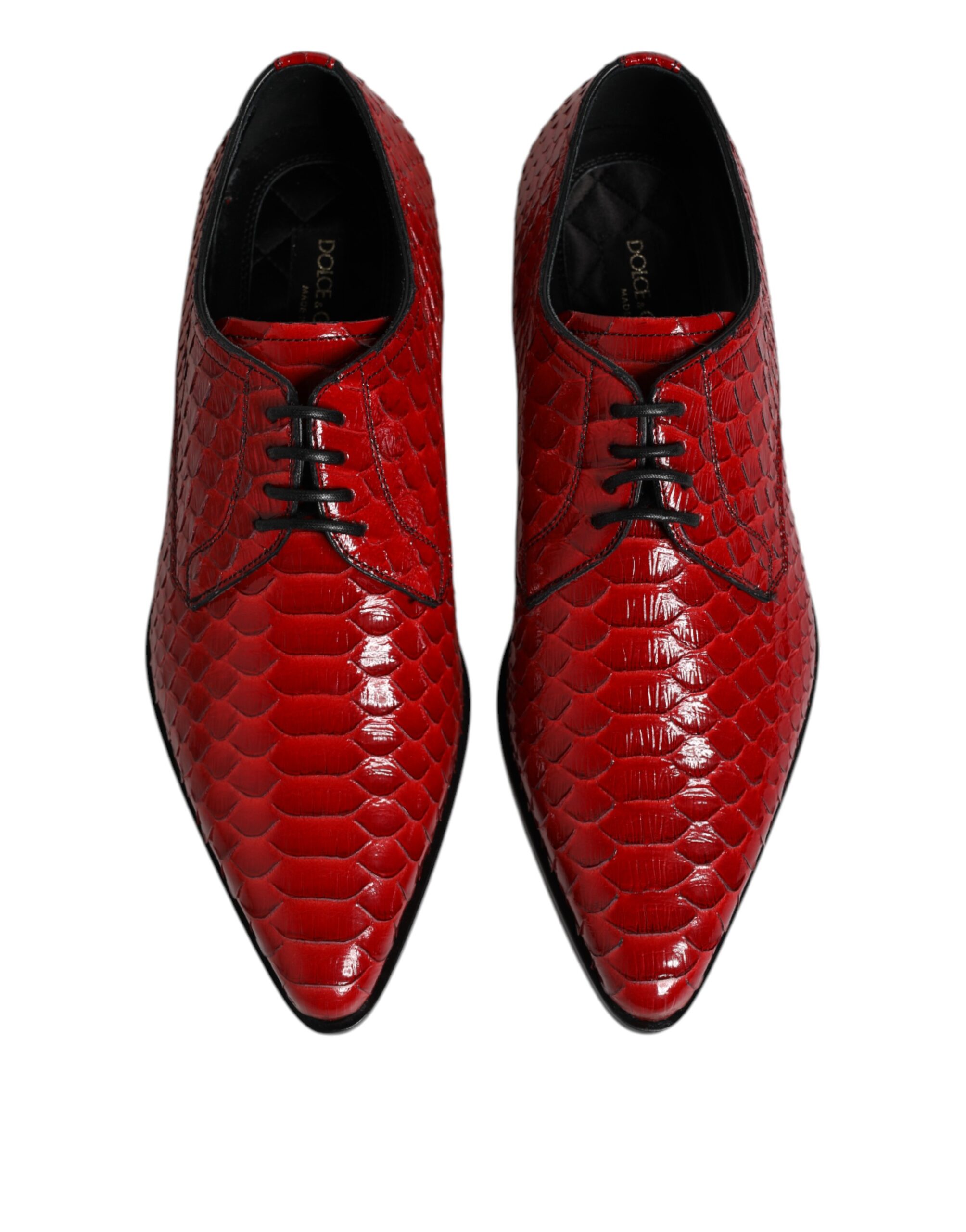 Dolce & Gabbana Red Exotic Leather Lace Up Dress Derby Shoes - Image 3