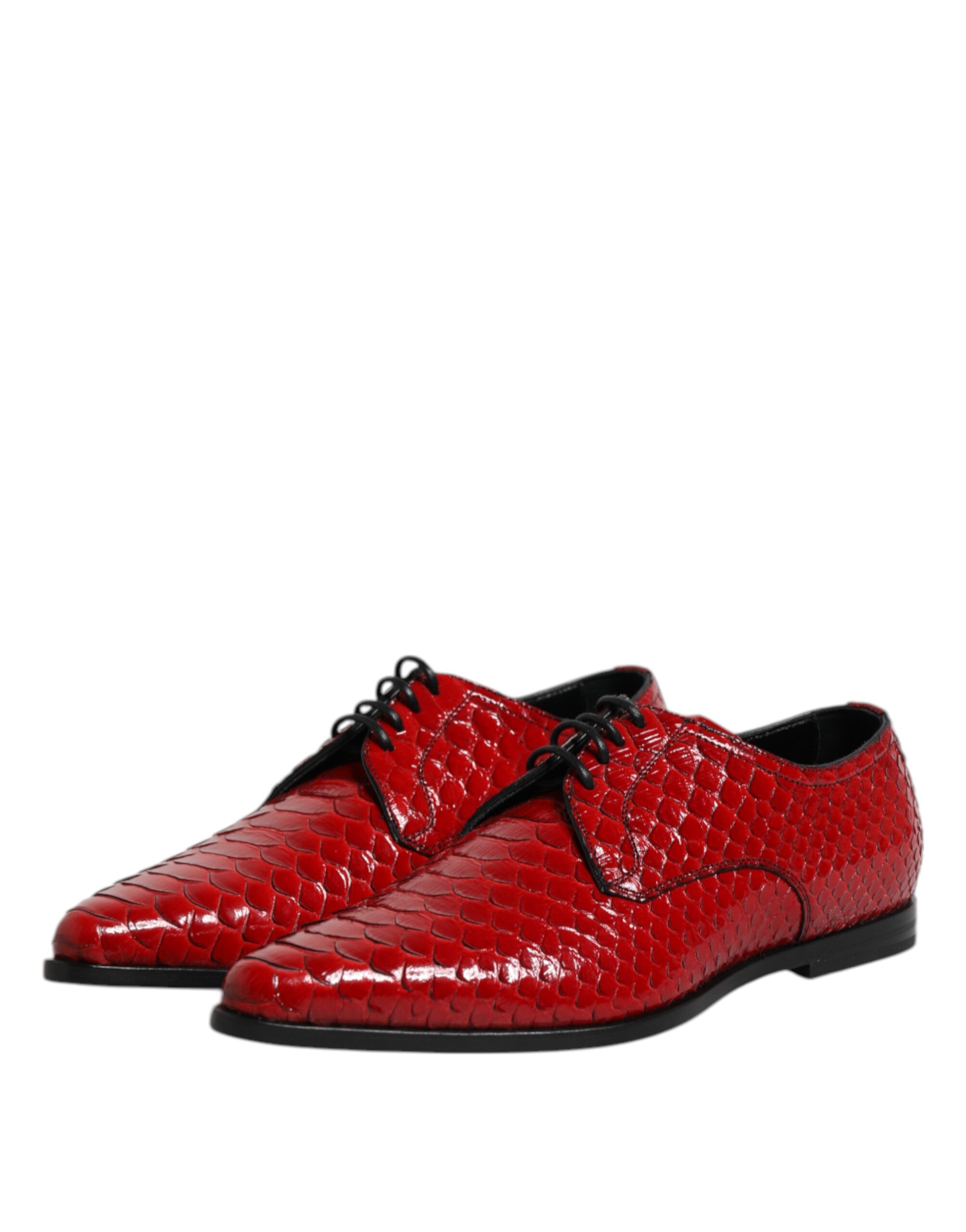 Dolce & Gabbana Red Exotic Leather Lace Up Dress Derby Shoes - Image 4