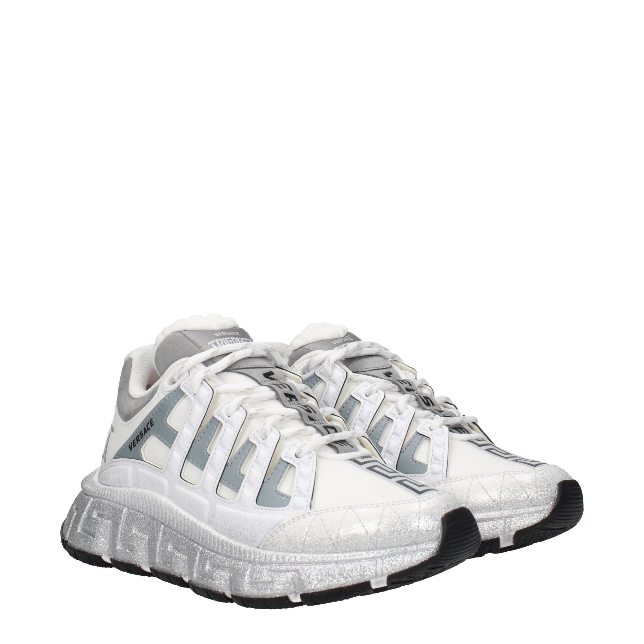 Versace White Fabric Athletic Sneakers - Image 2
