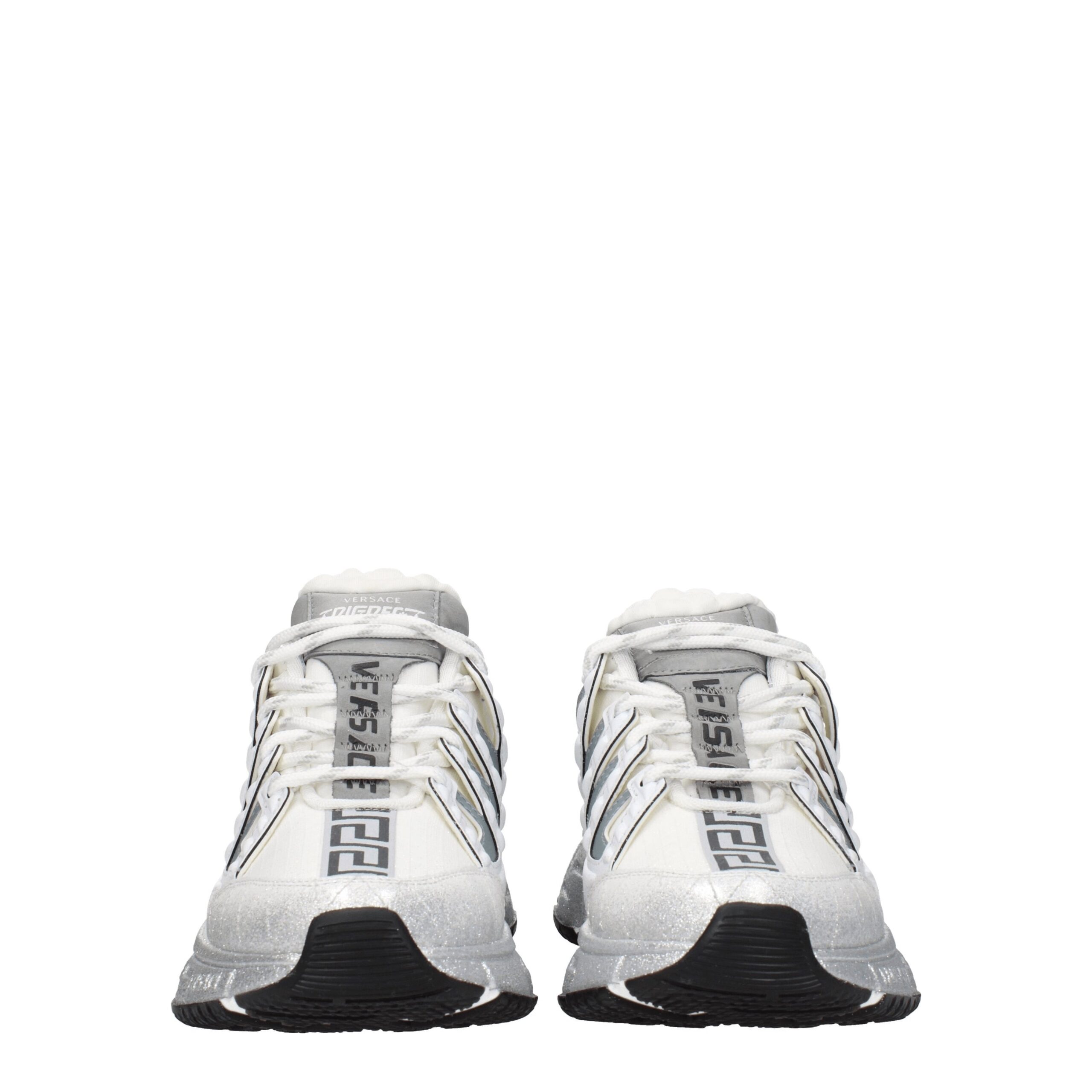 Versace White Fabric Athletic Sneakers - Image 3