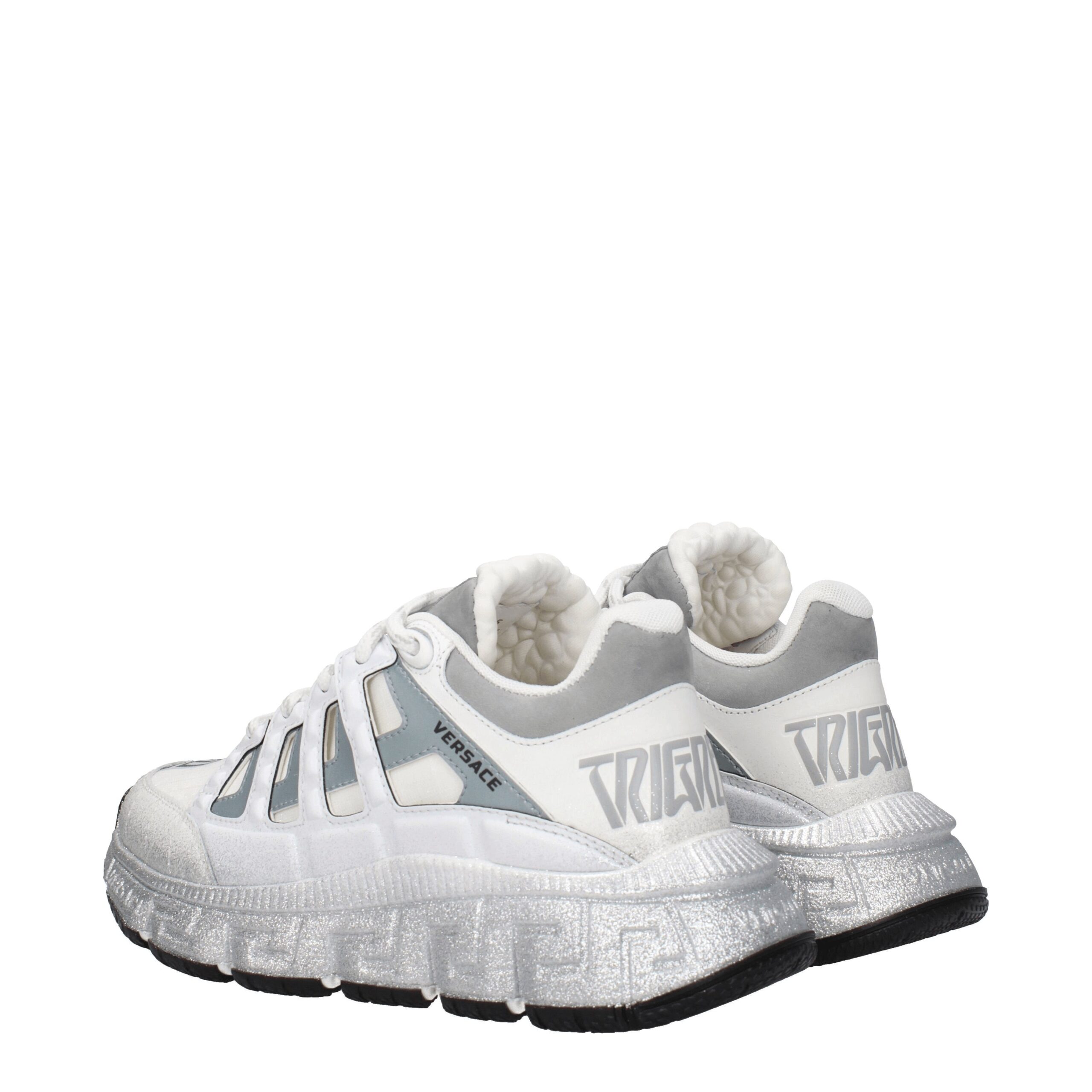 Versace White Fabric Athletic Sneakers - Image 4