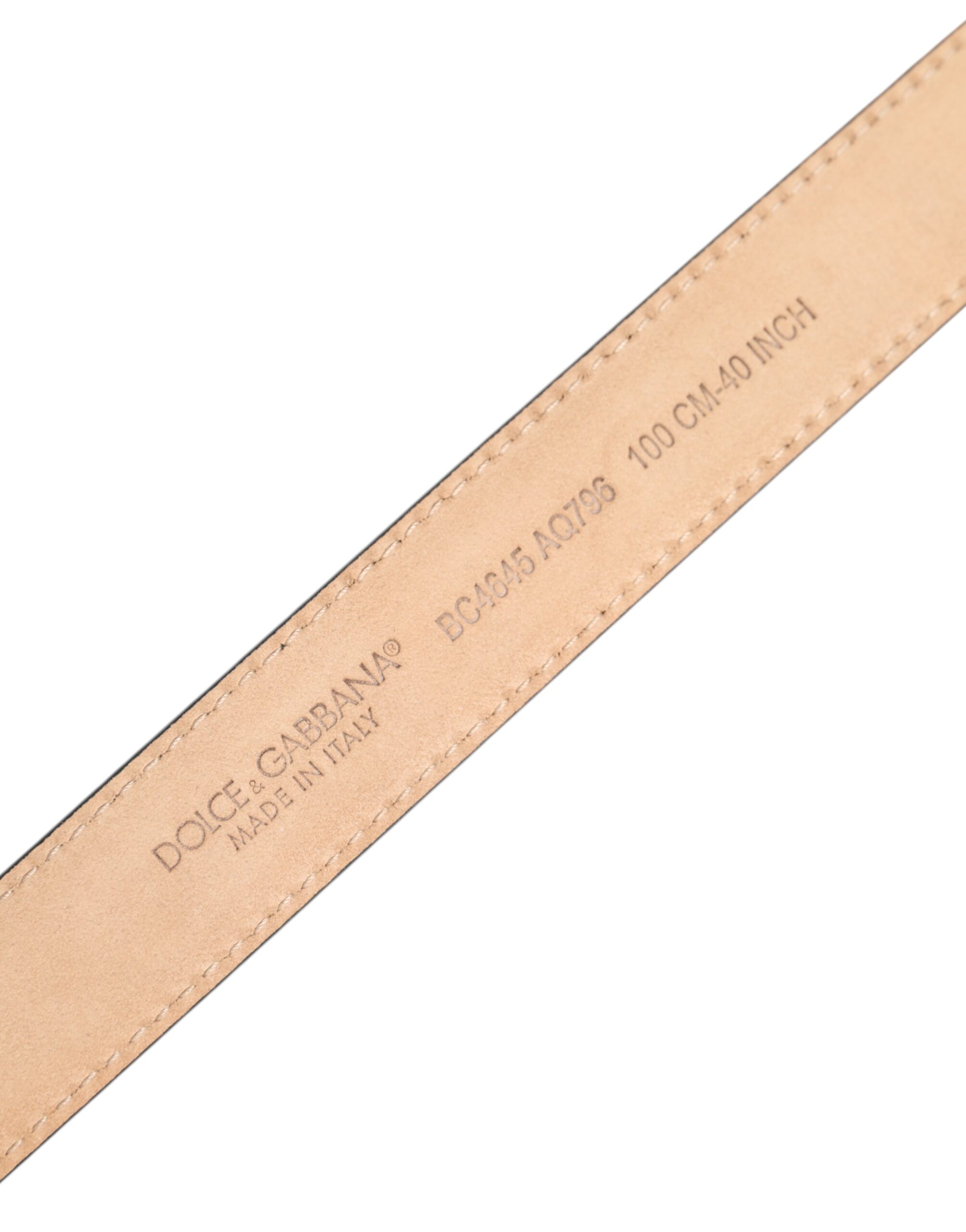 Dolce & Gabbana Metallic Leather Silver Tone Logo Buckle Belt - Image 5